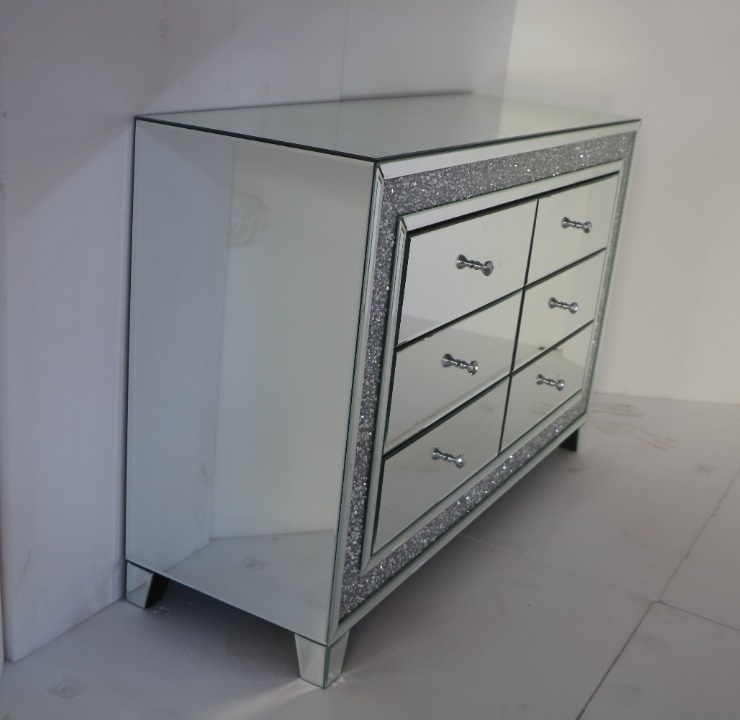 SM 6 Drawer Mirrored Dresser w/LED Lighting