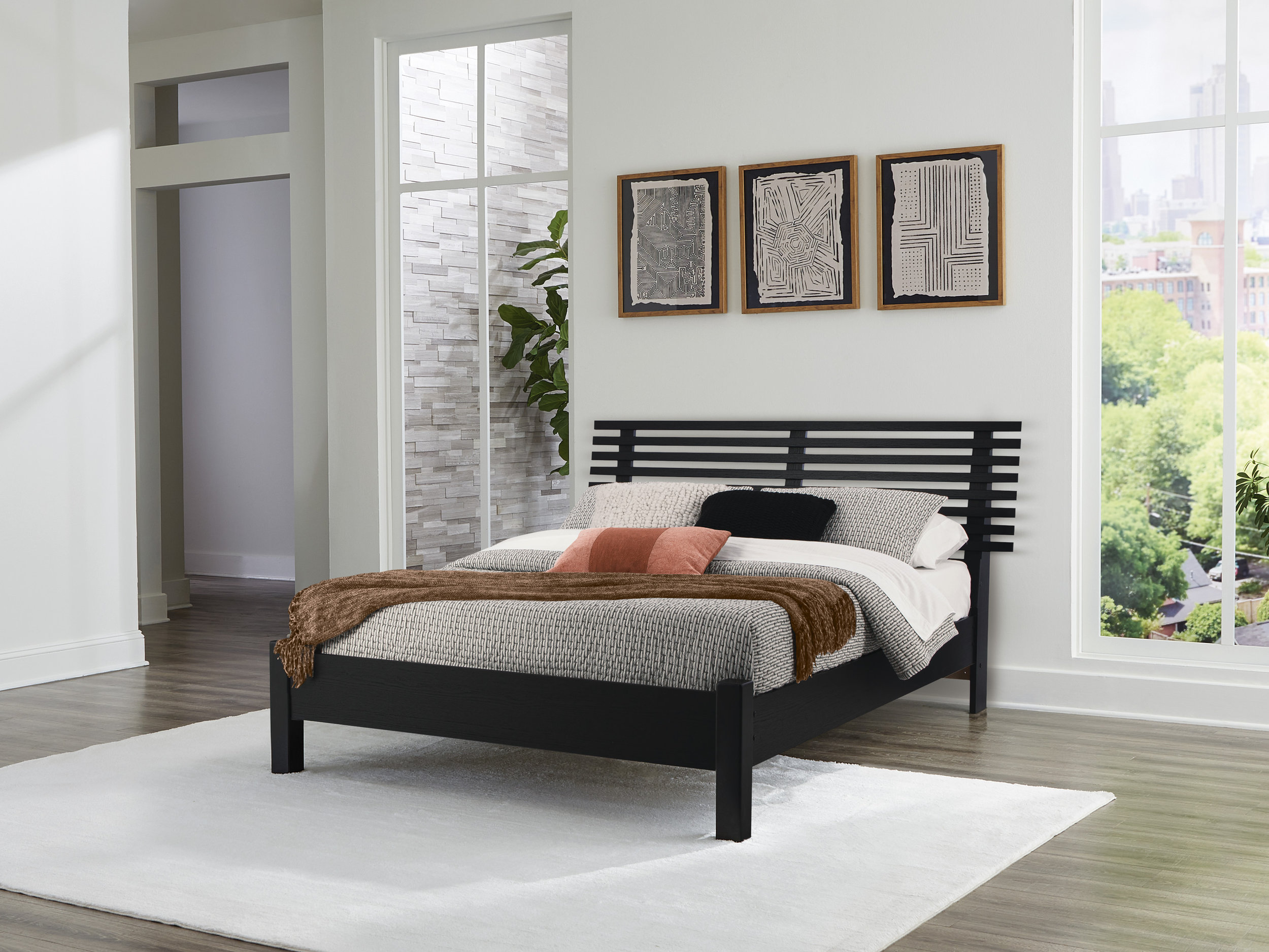 Danziar MDF/Wood Veneer Slat Panel Bed, Full Size