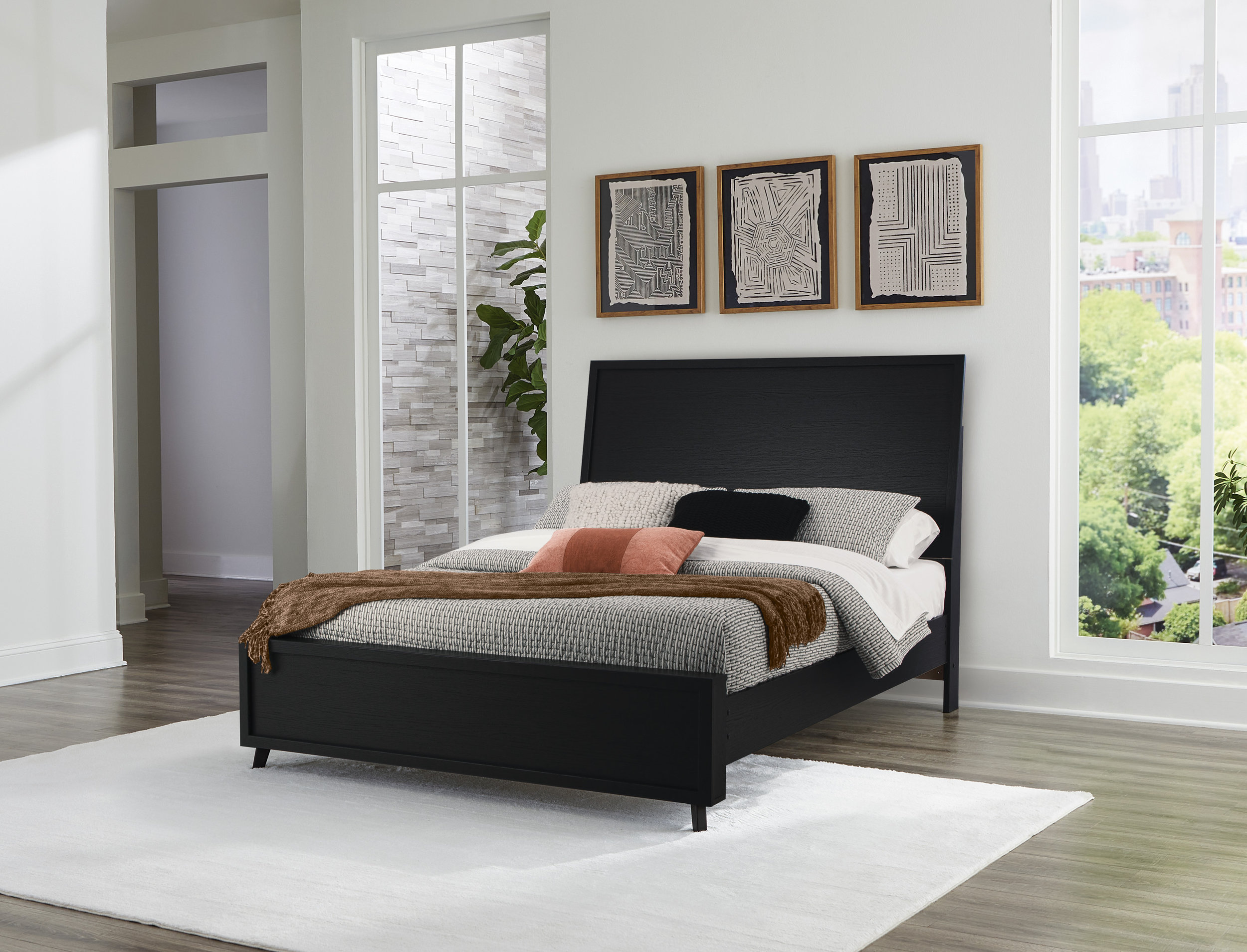 Danziar MDF/Wood Veneer Panel Bed w/Footboard