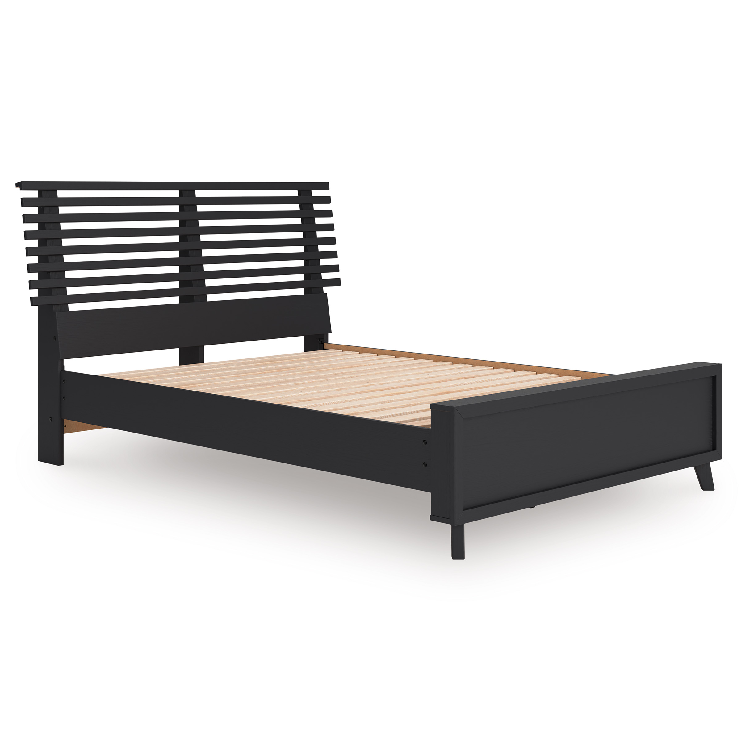 Danziar MDF/Wood Veneer Slat Panel Bed w/Footboard, Full Size