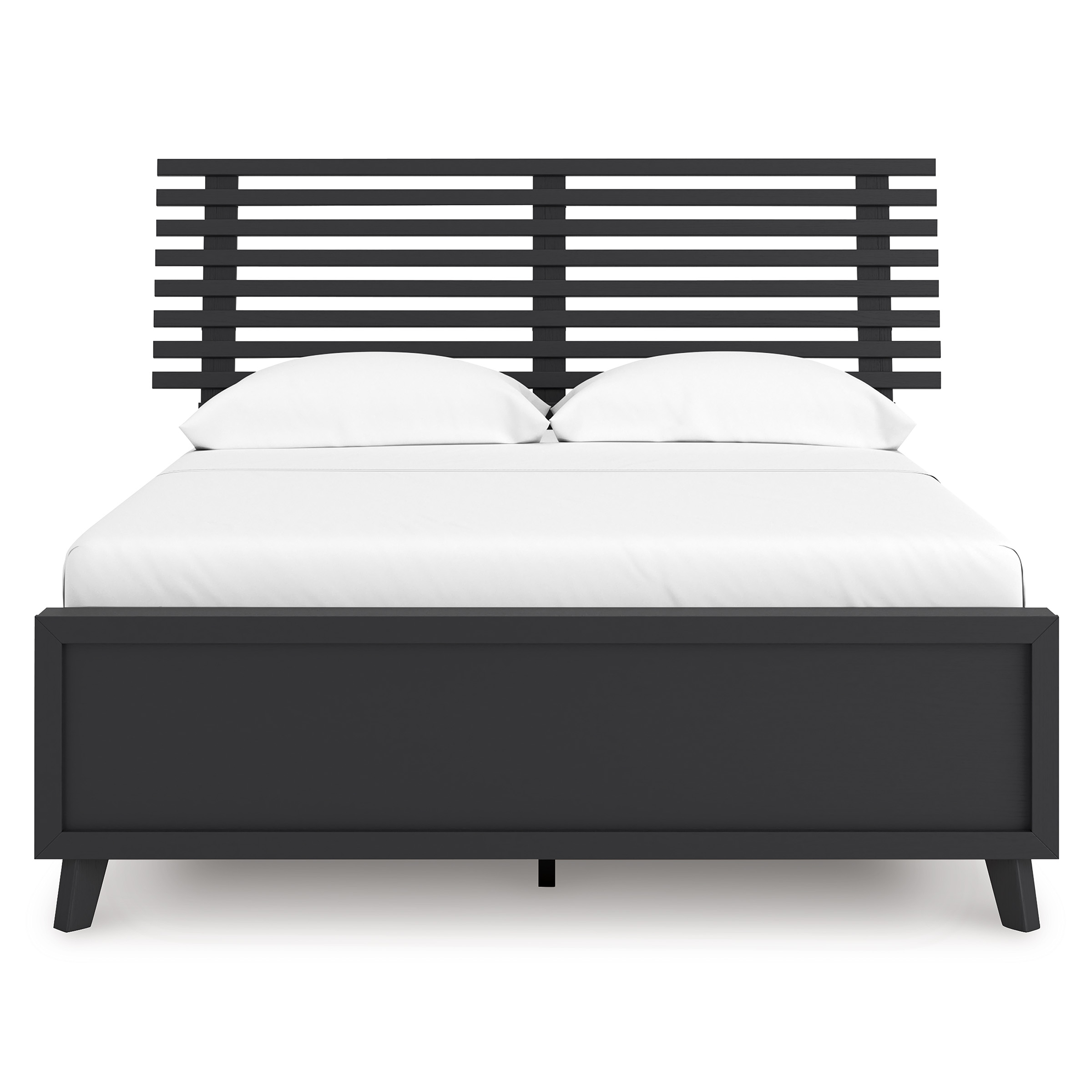Danziar MDF/Wood Veneer Slat Panel Bed w/Footboard, Full Size