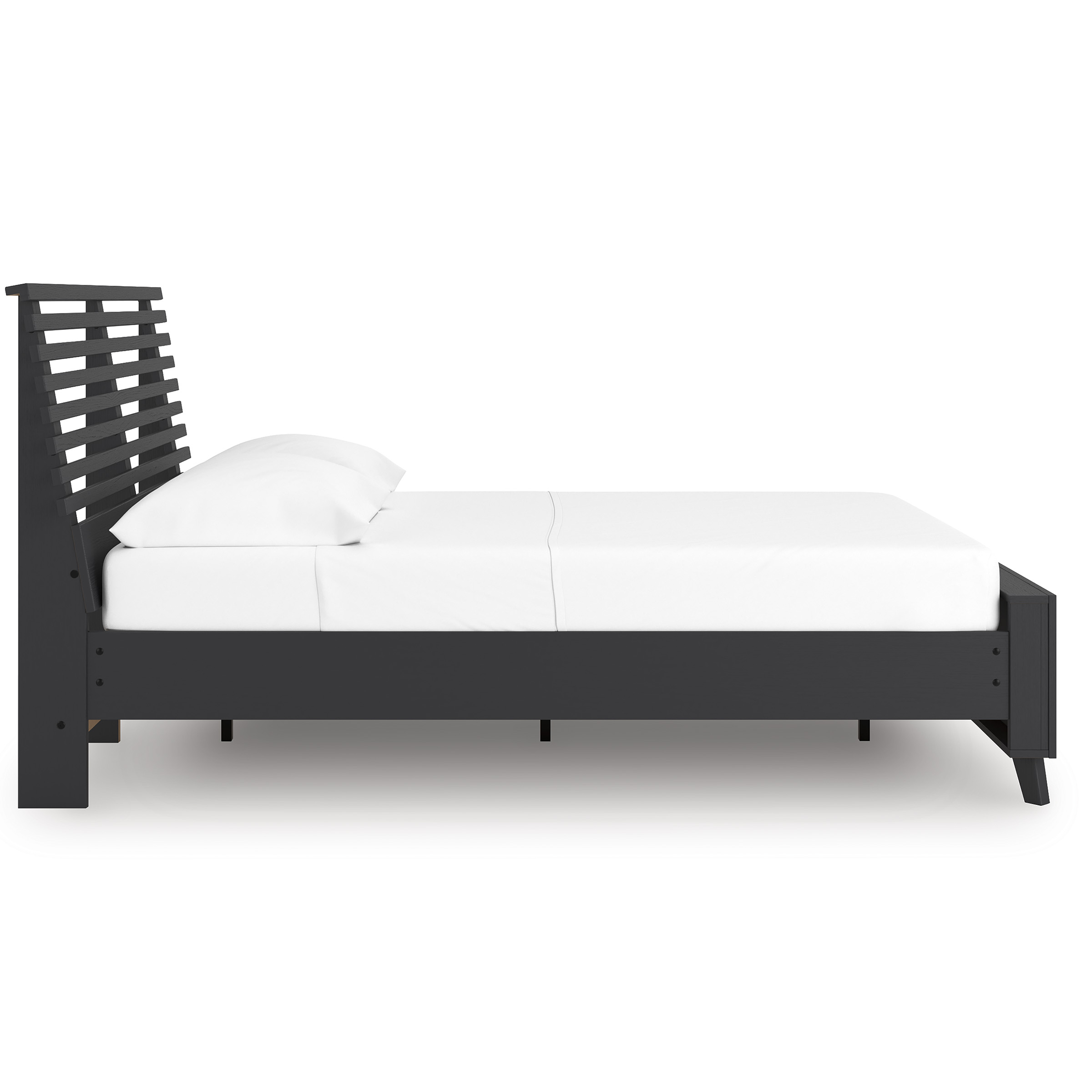 Danziar MDF/Wood Veneer Slat Panel Bed w/Footboard, Full Size