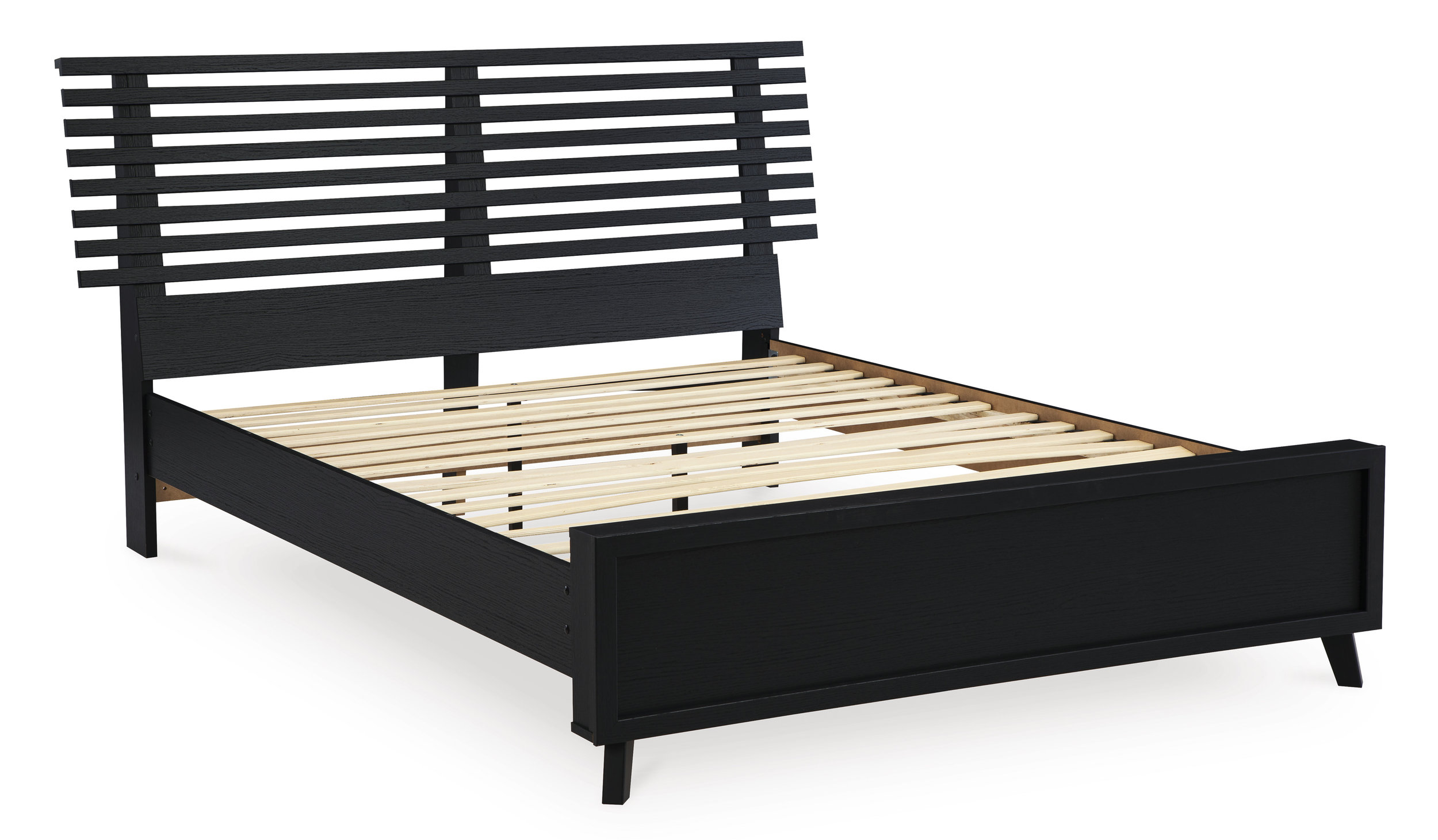 Danziar MDF/Wood Veneer Slat Panel Bed w/Footboard, Queen Size