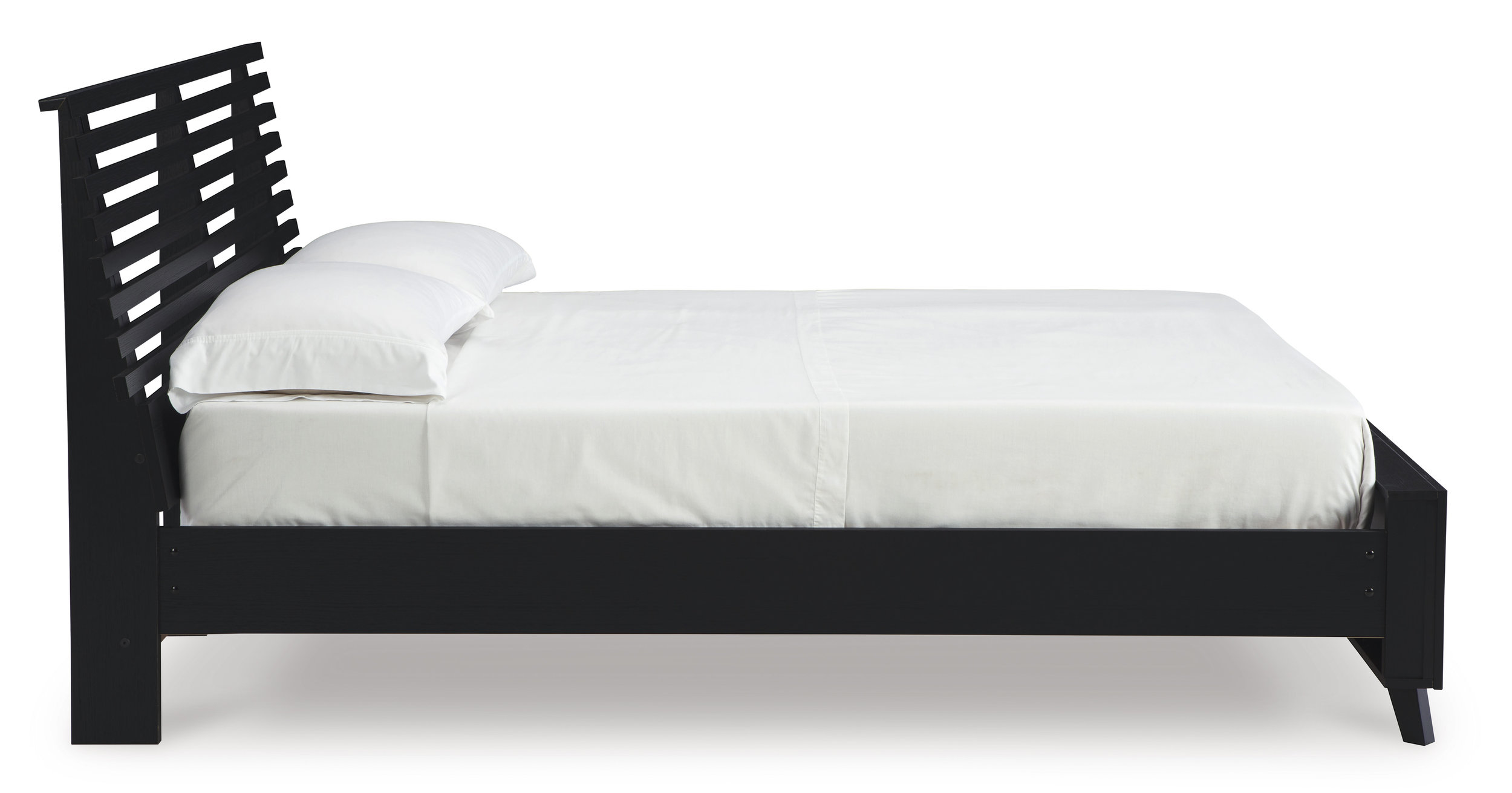 Danziar MDF/Wood Veneer Slat Panel Bed w/Footboard, Queen Size