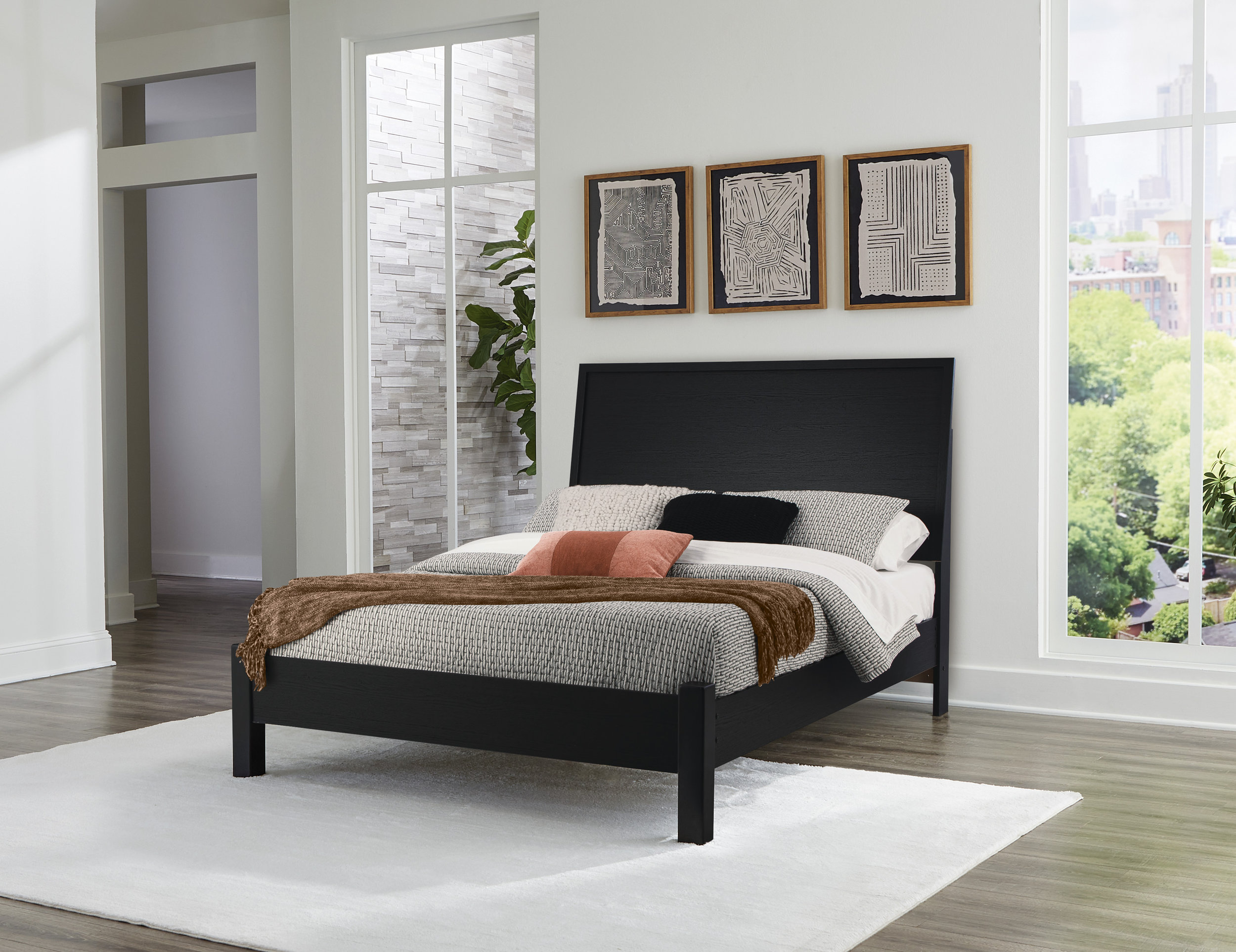 Danziar MDF/Wood Veneer Panel Bed, Queen Size