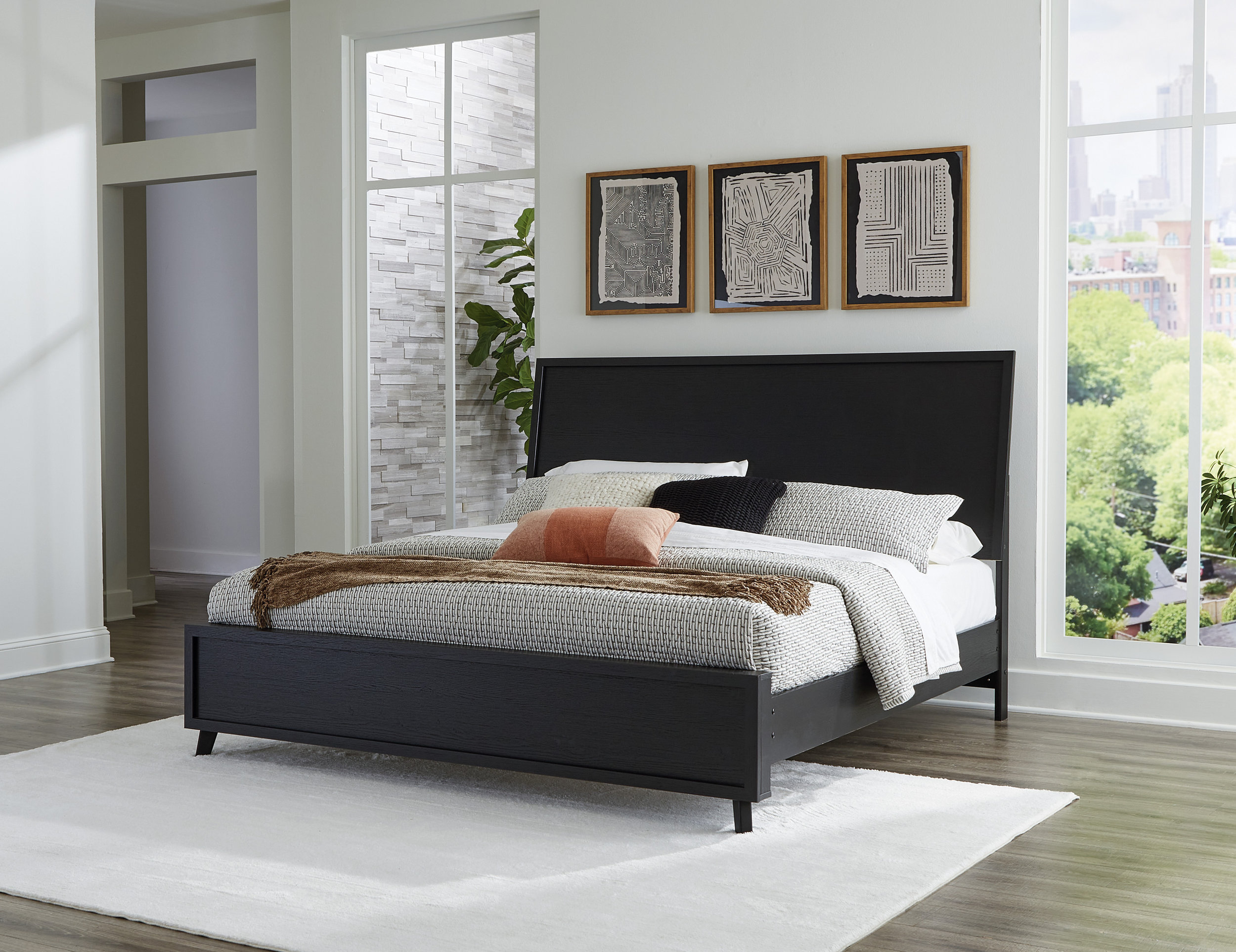 Danziar MDF/Wood Veneer Panel Bed w/Footboard, King Size