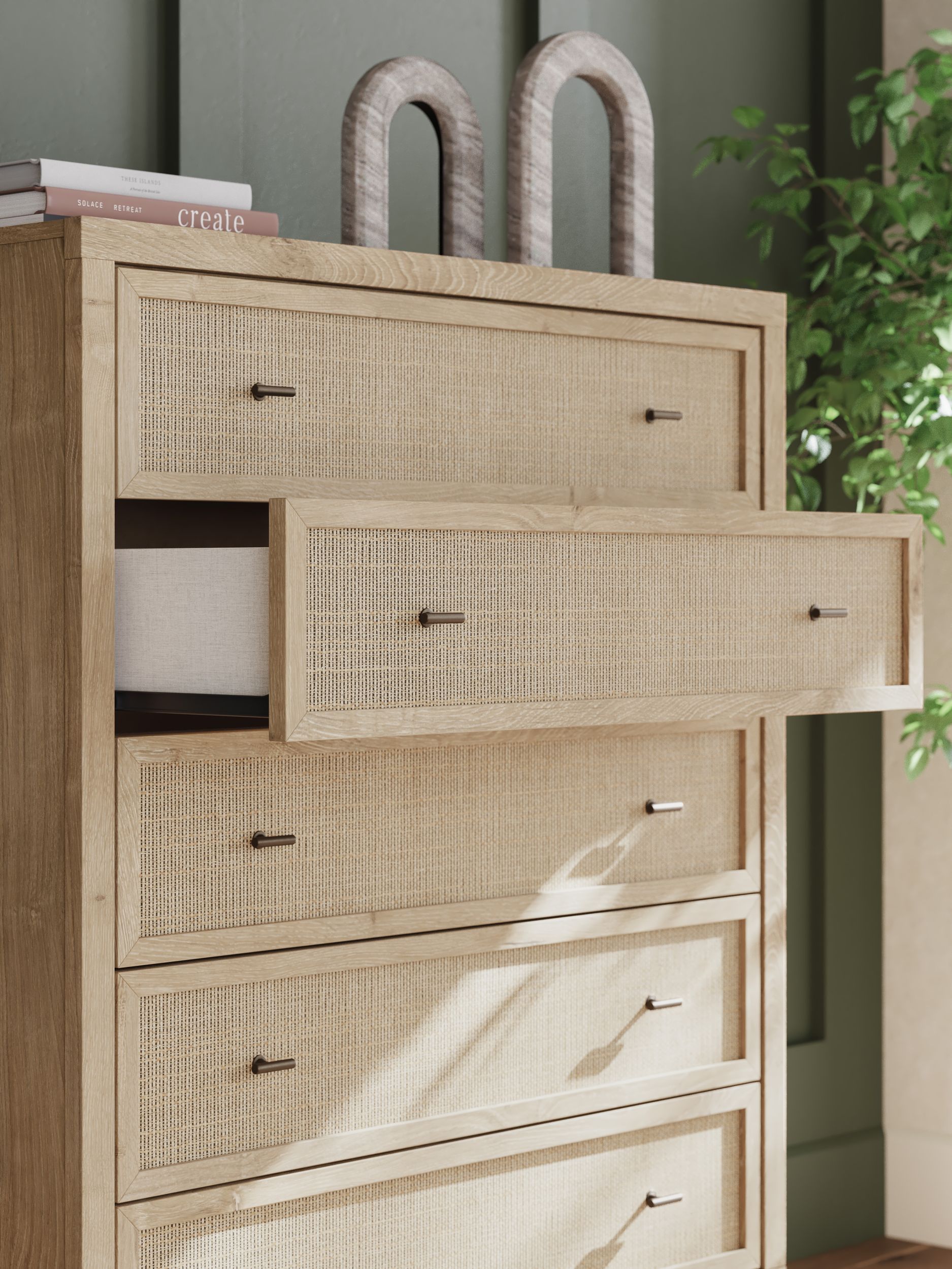 Cielden Fabric Low Profile Bedroom Set