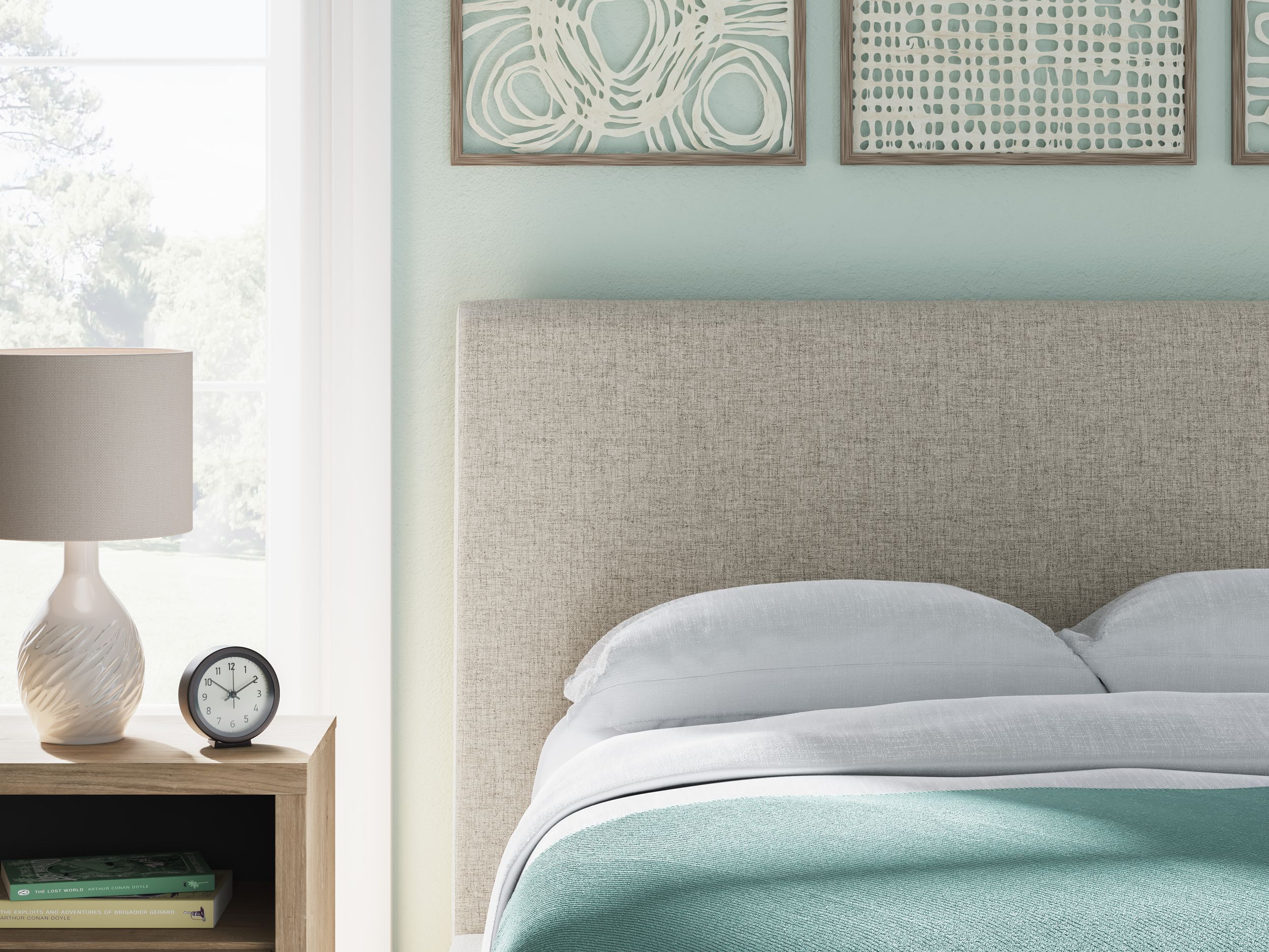 Cielden Fabric Low Profile Bed