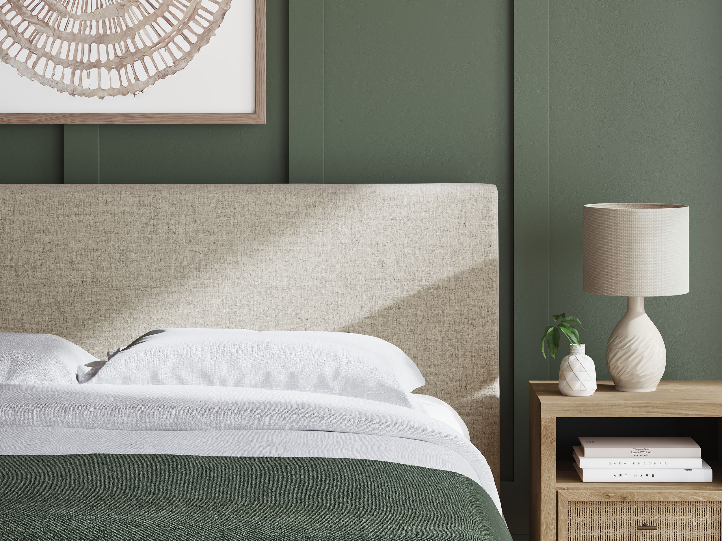 Cielden Fabric Low Profile Bed, King Size