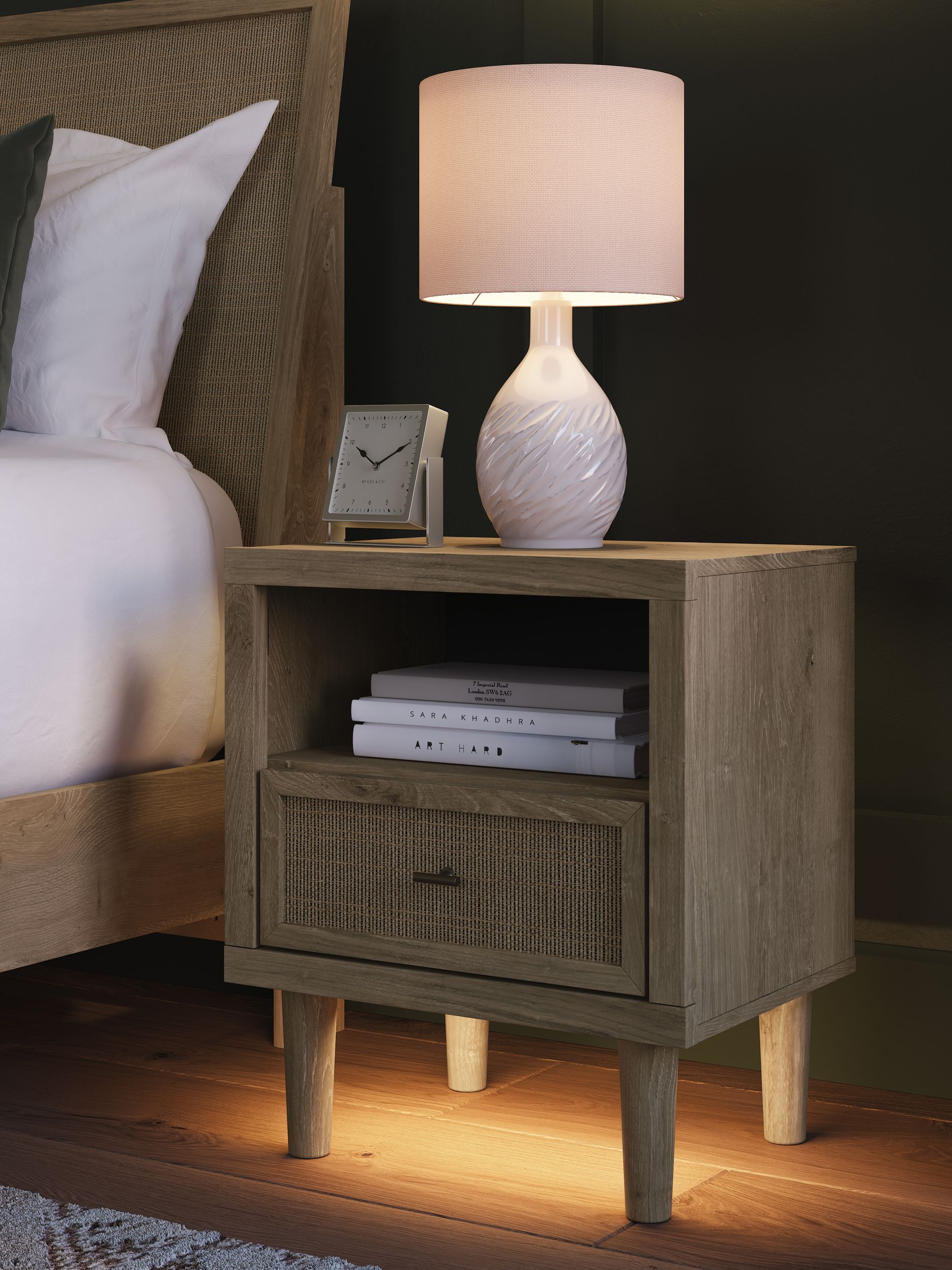 Cielden MDF/Plywood Nightstand w/1 Drawer
