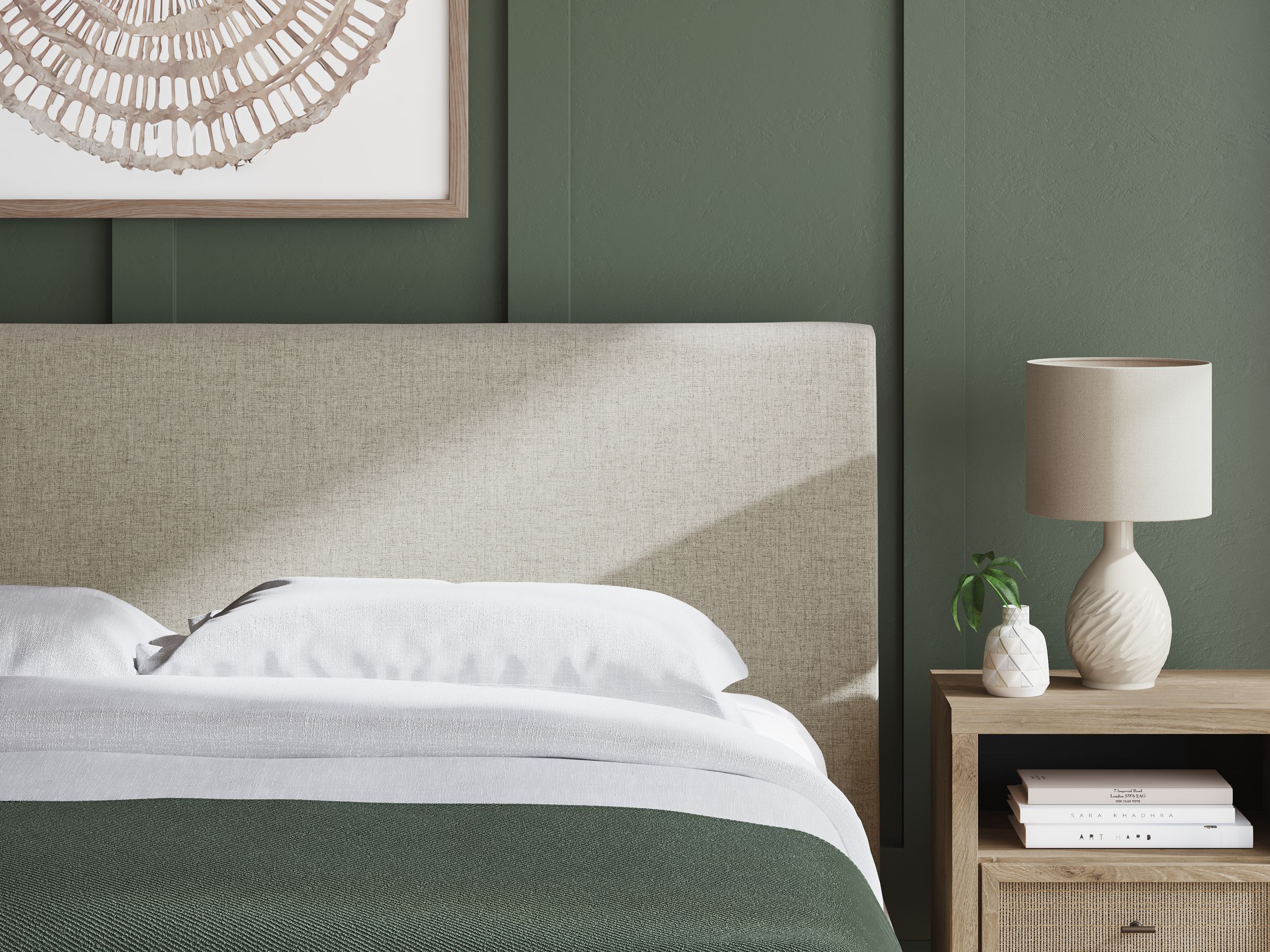 Cielden Fabric Low Profile Bed, California King Size