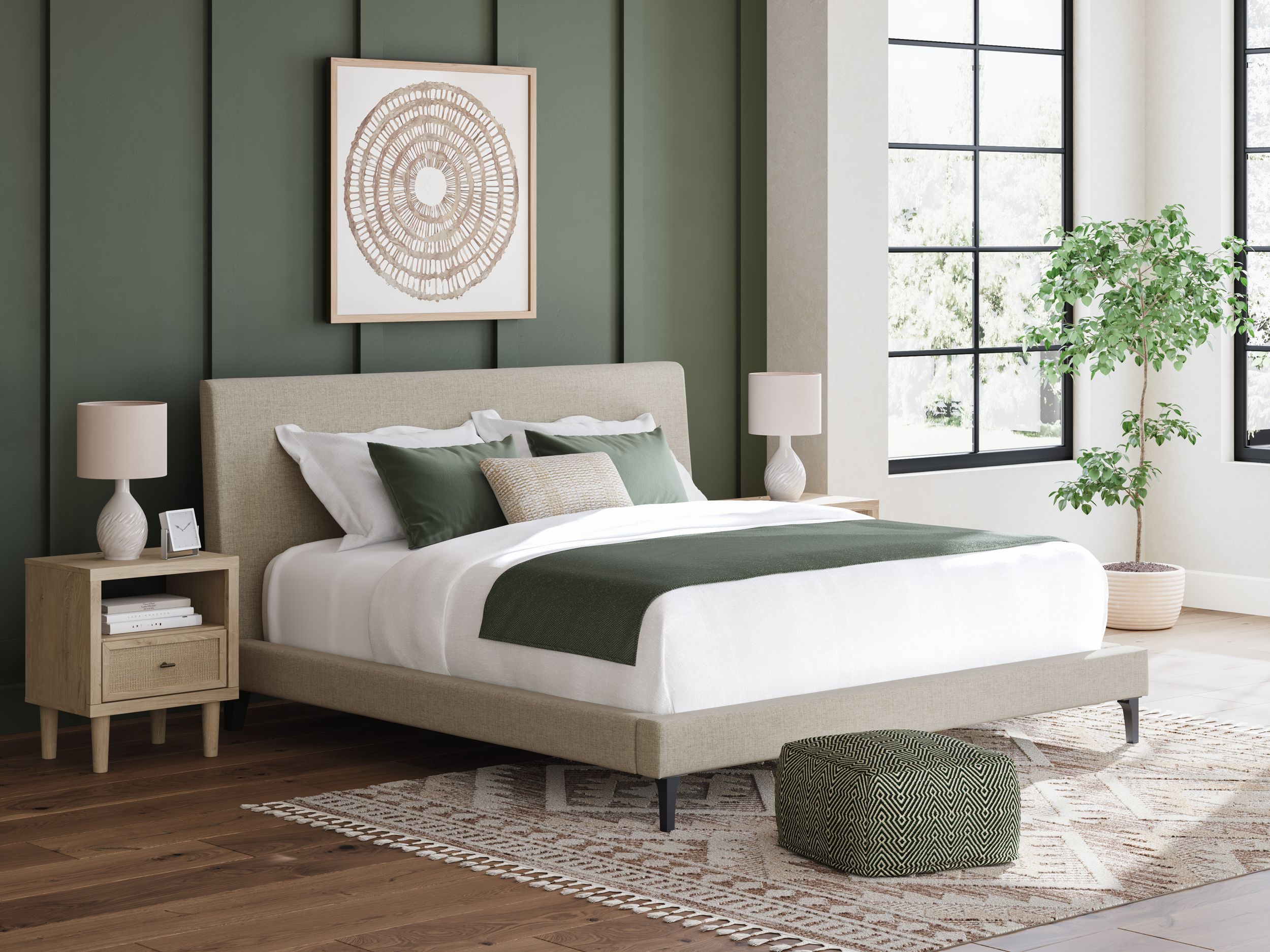 Cielden Fabric Low Profile Bed, California King Size