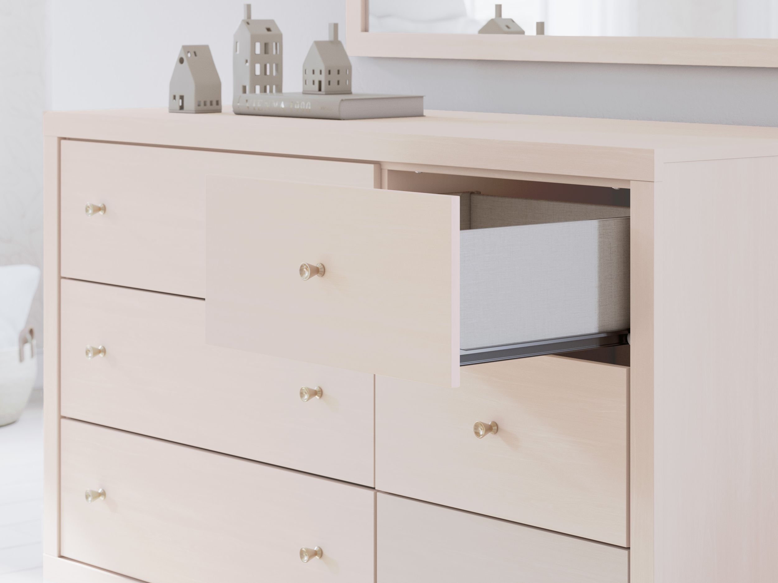 Wistenpine Fabric/MDF Upholstered Panel Storage Kid's Bedroom Set w/2 Drawers