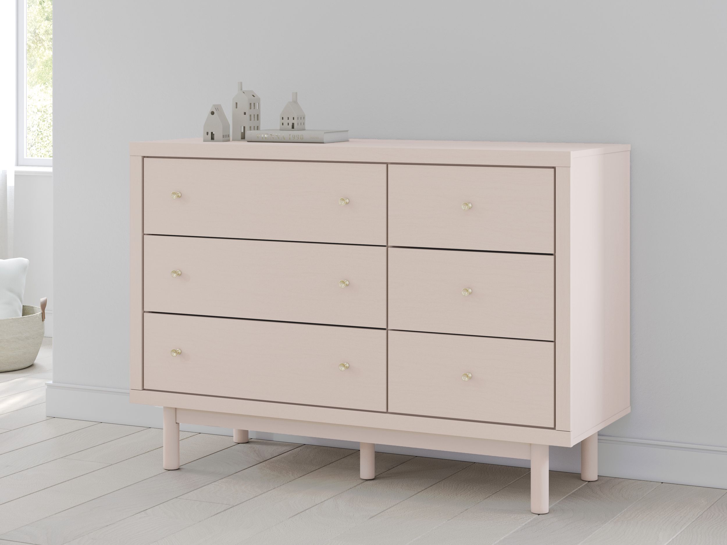 Wistenpine Fabric/MDF Upholstered Panel Storage Kid's Bedroom Set w/4 Drawers
