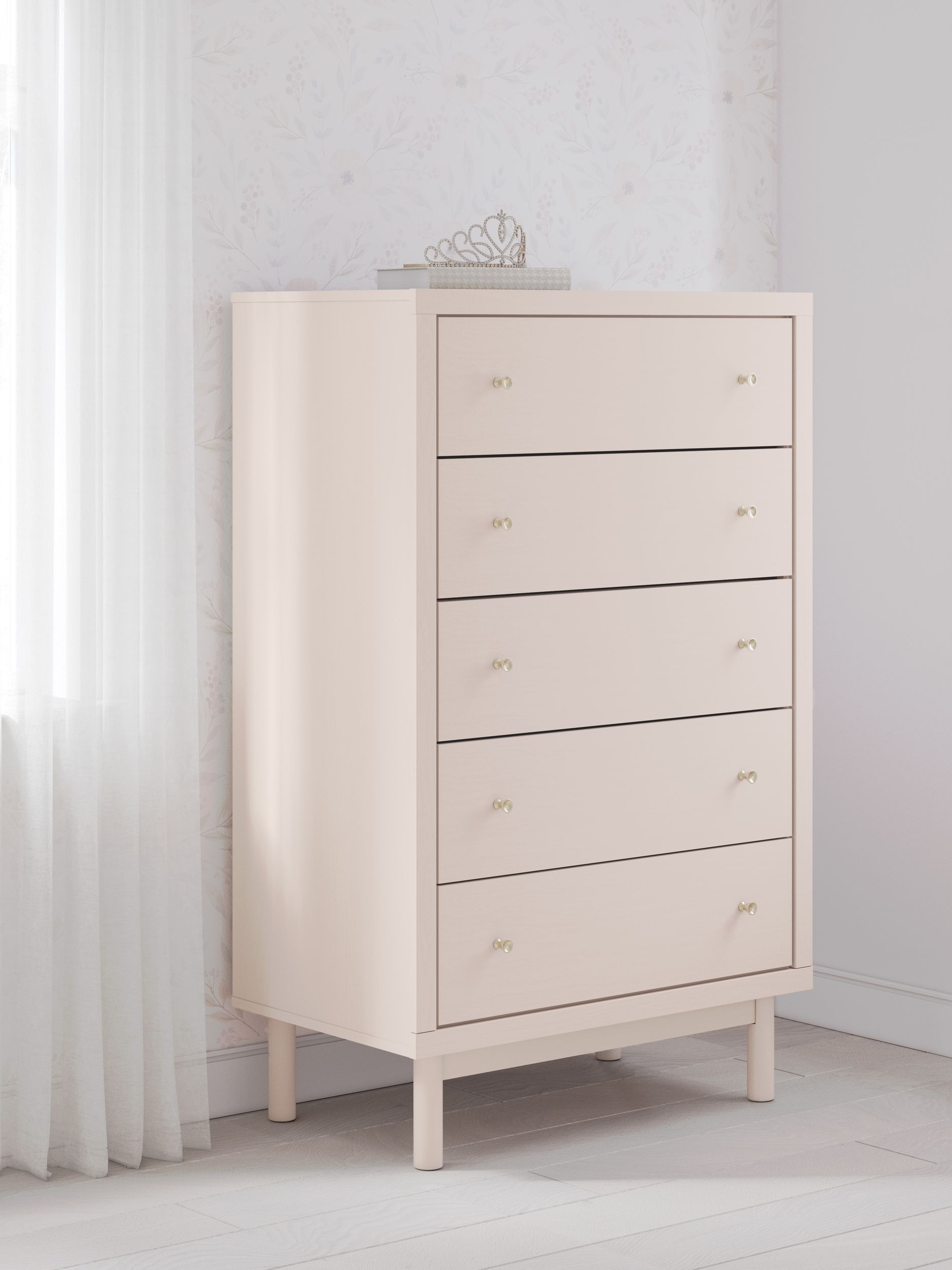 Wistenpine Fabric/MDF Upholstered Panel Storage Kid's Bedroom Set w/4 Drawers