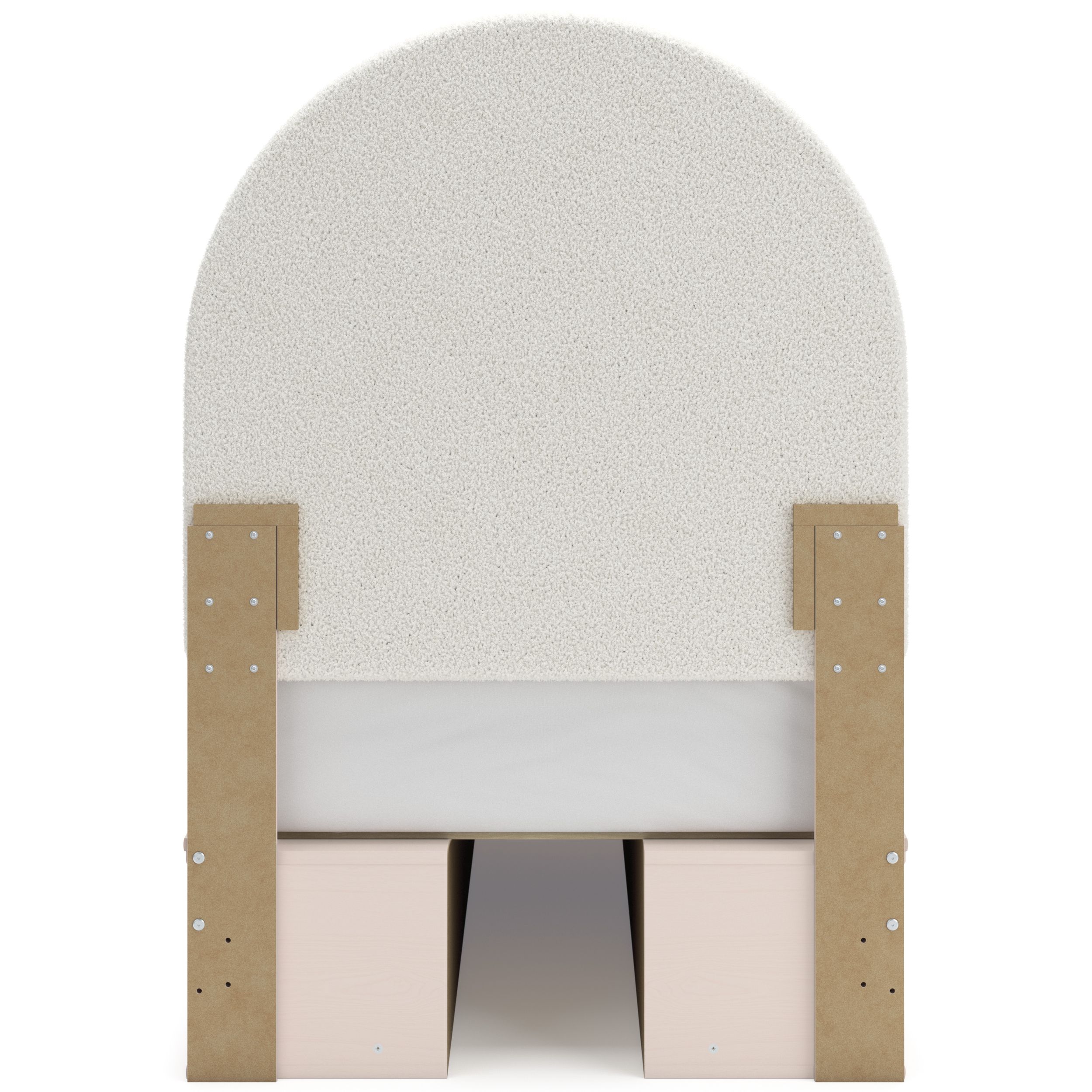 Wistenpine Fabric/MDF Upholstered Panel Storage Kid's Bed w/4 Drawers