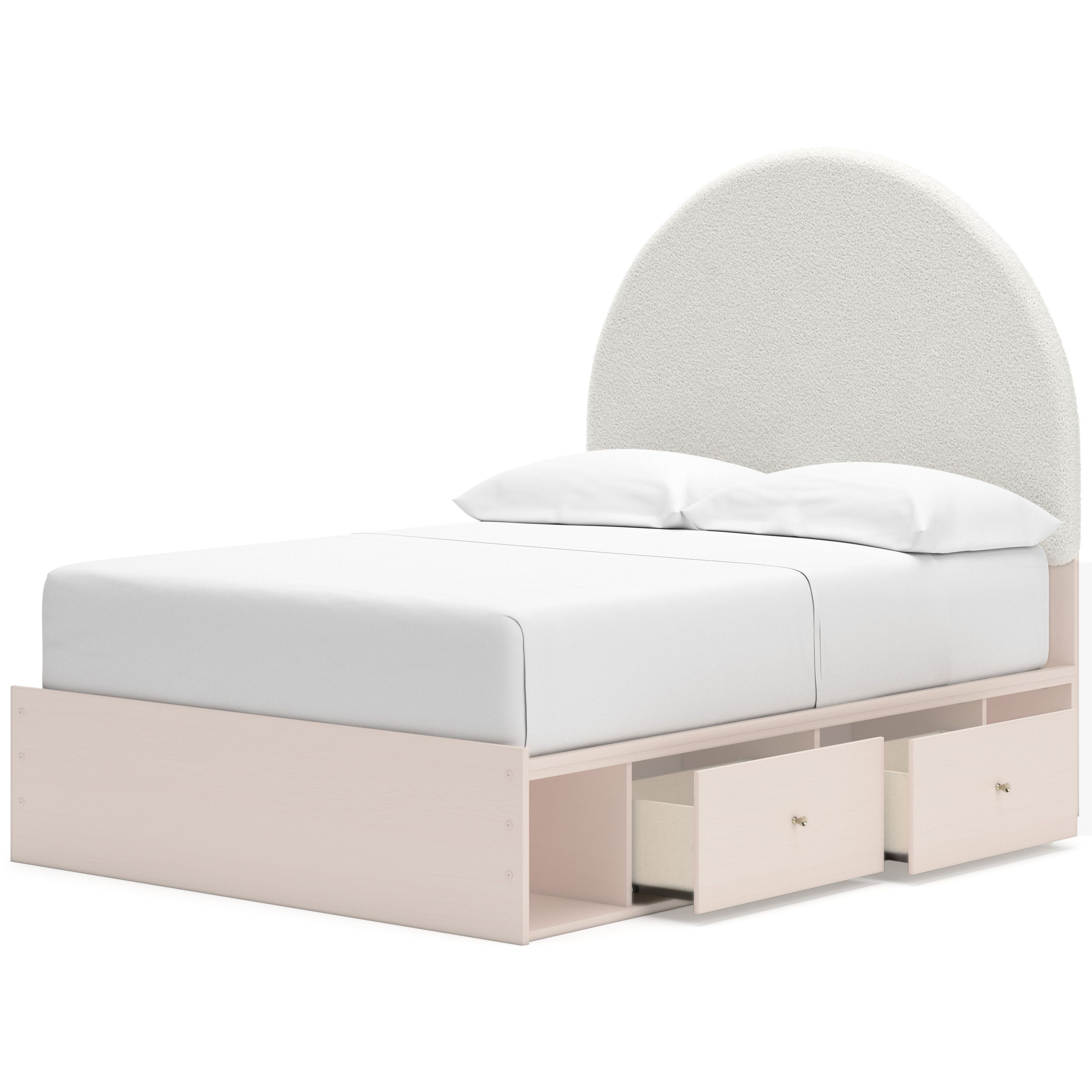 Wistenpine Fabric/MDF Upholstered Panel Storage Kid's Bedroom Set w/2 Drawers