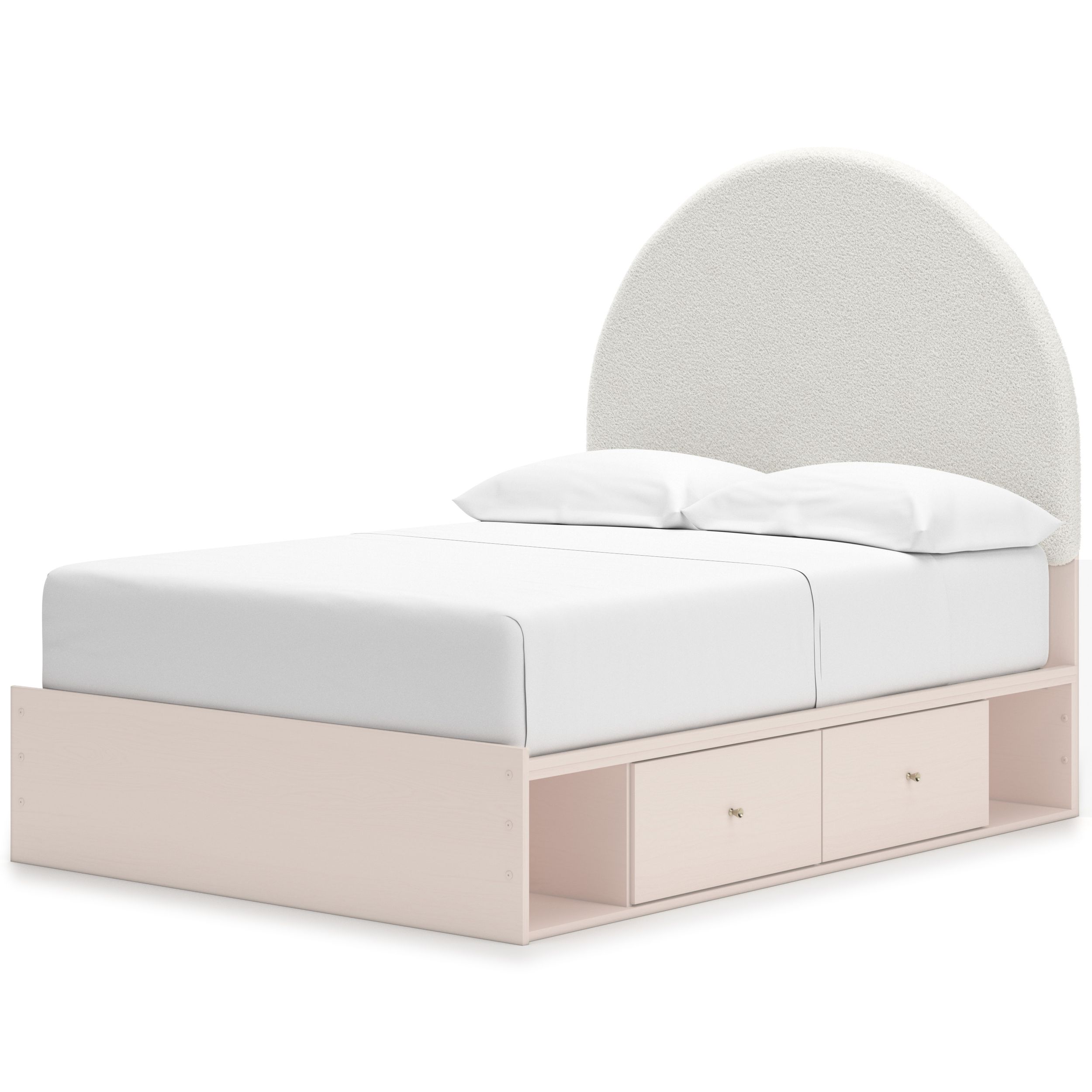 Wistenpine Fabric/MDF Upholstered Panel Storage Kid's Bedroom Set w/2 Drawers