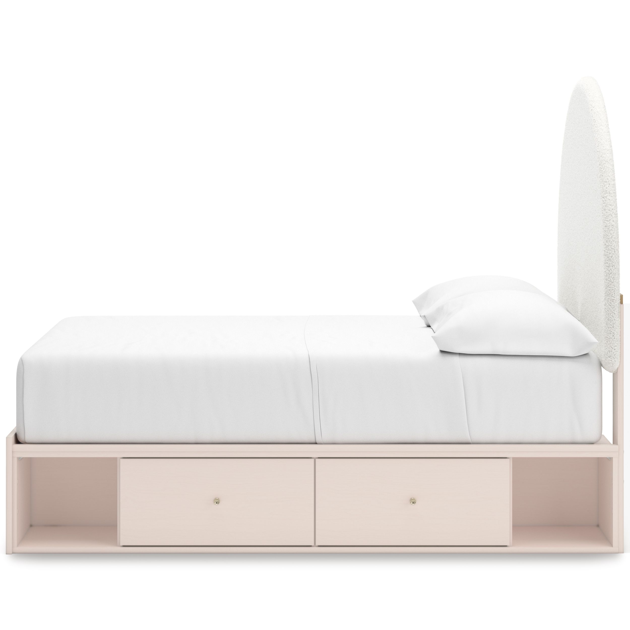 Wistenpine Fabric/MDF Upholstered Panel Storage Kid's Bed w/2 Drawers, Full Size