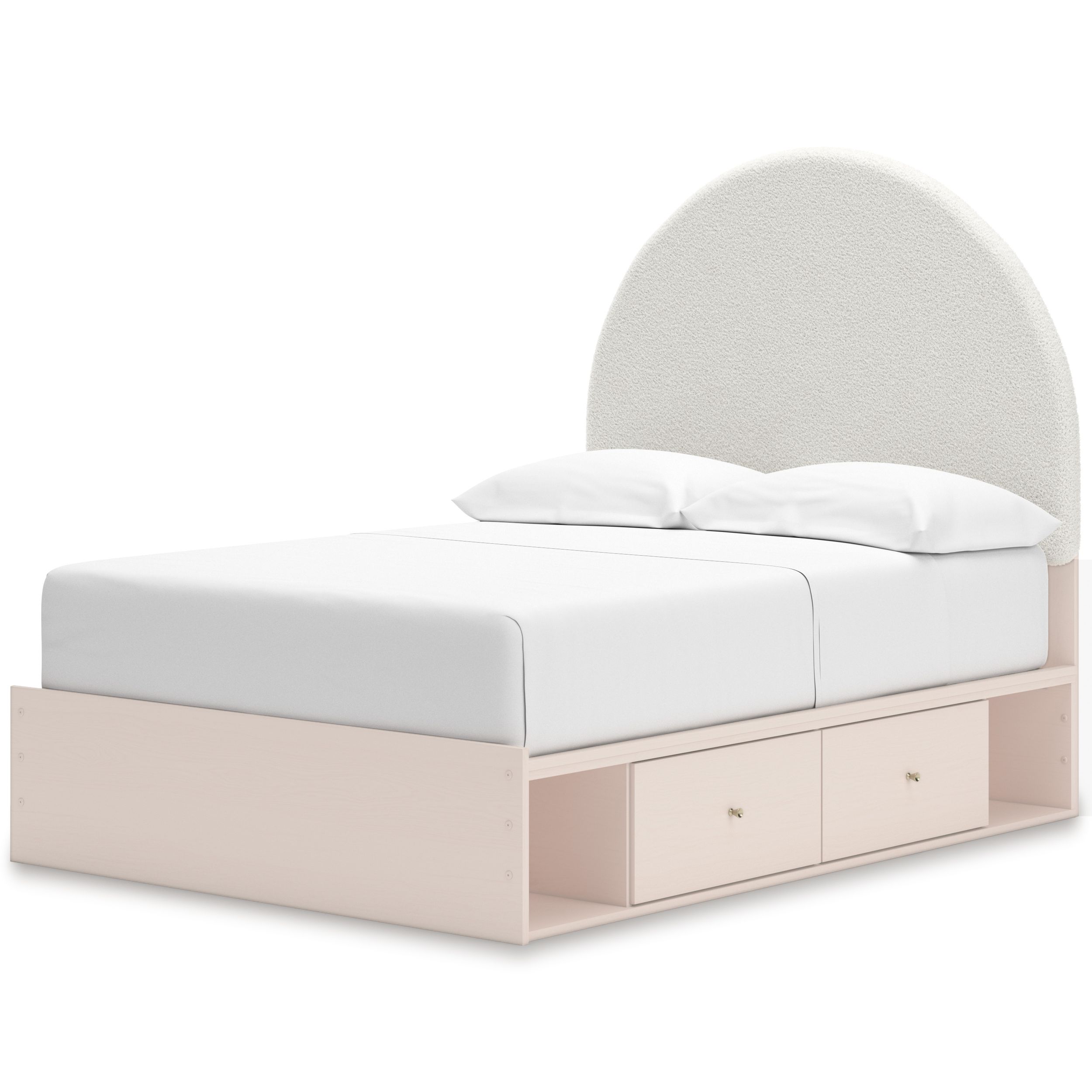 Wistenpine Fabric/MDF Upholstered Panel Storage Kid's Bed w/4 Drawers, Full Size