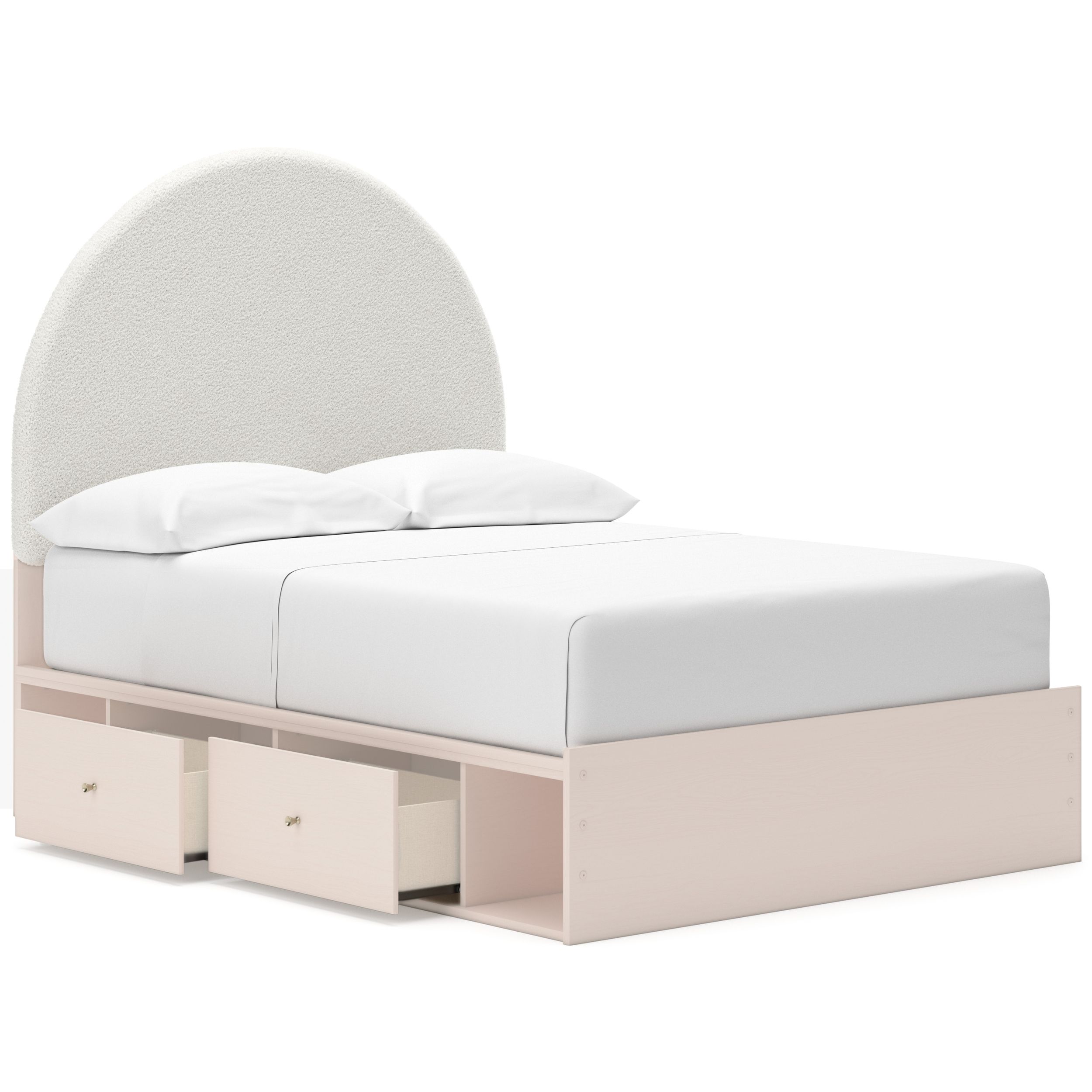 Wistenpine Fabric/MDF Upholstered Panel Storage Kid's Bed w/4 Drawers, Full Size