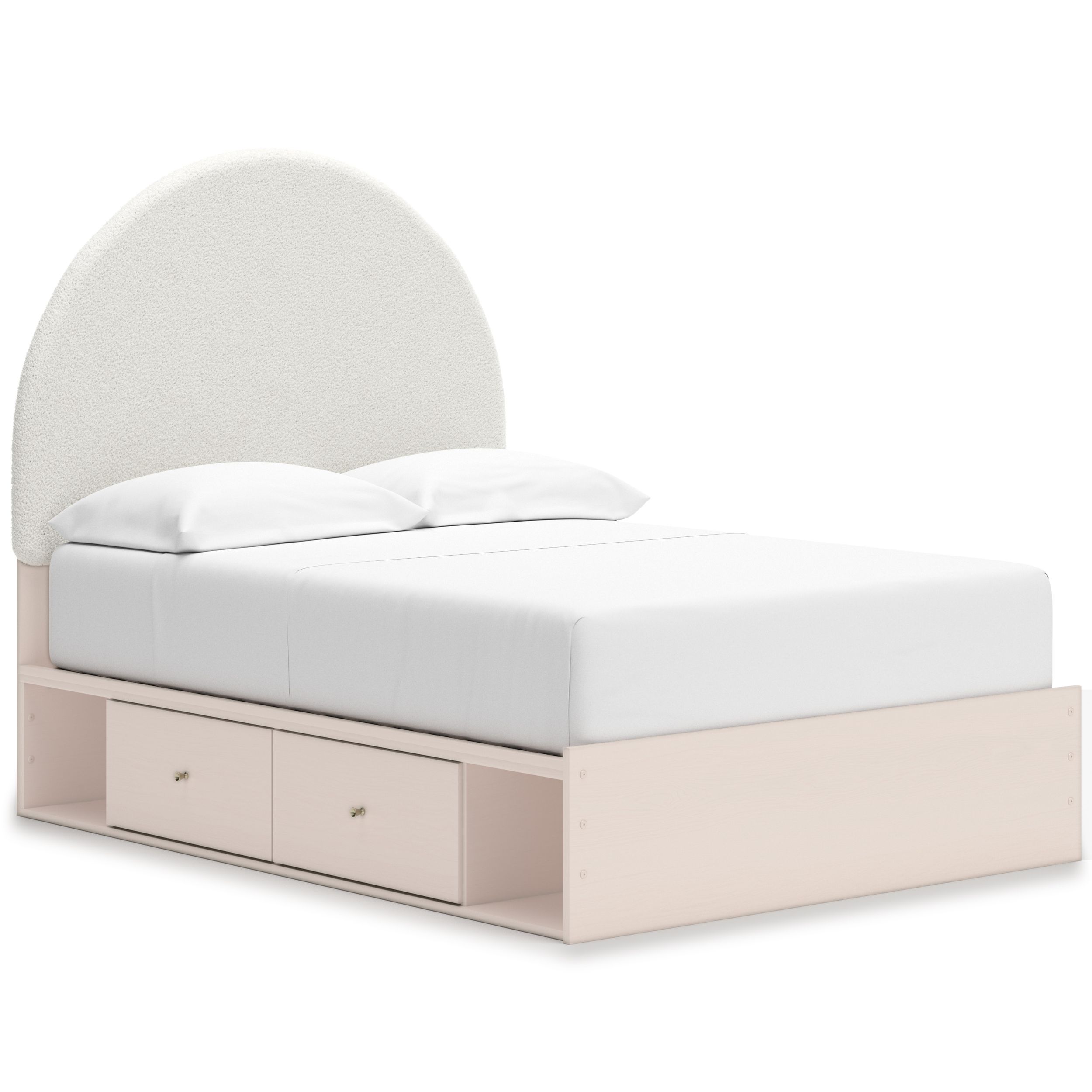 Wistenpine Fabric/MDF Upholstered Panel Storage Kid's Bed w/4 Drawers, Full Size