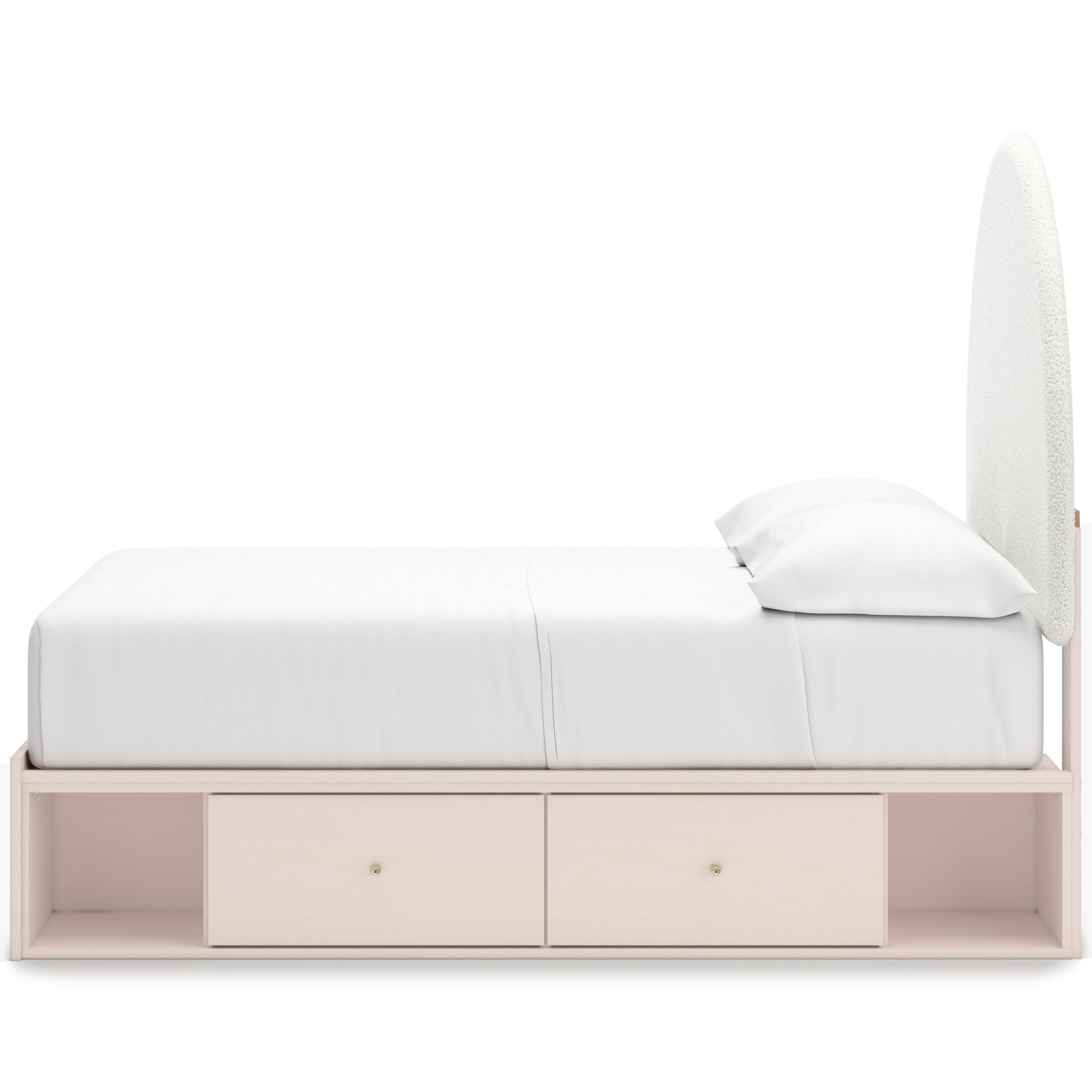 Wistenpine Fabric/MDF Upholstered Panel Storage Kid's Bed w/4 Drawers, Full Size
