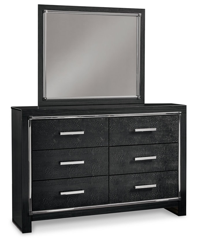 Ashley SM Kaydell PU/Wood Panel Bedroom Set w/LED Lighting, Queen Size