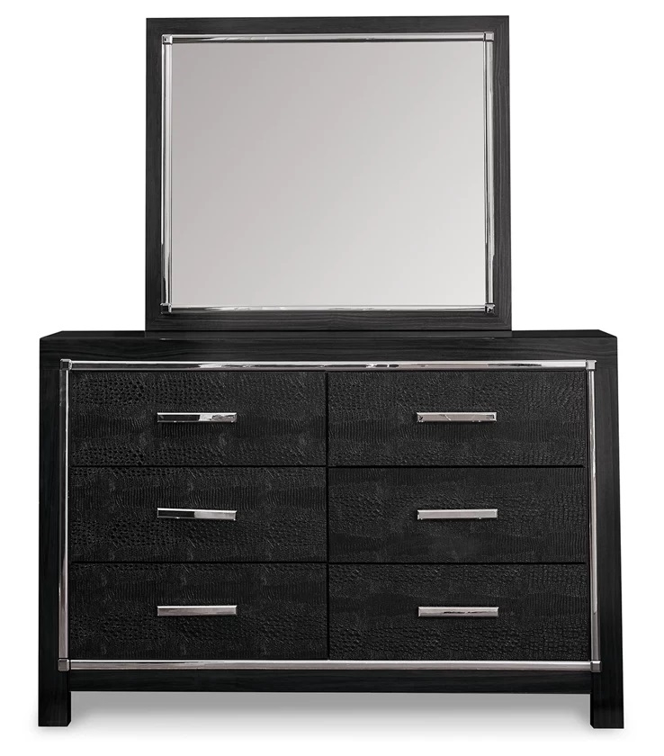 Ashley SM Kaydell PU/Wood Panel Bedroom Set w/LED Lighting, Queen Size