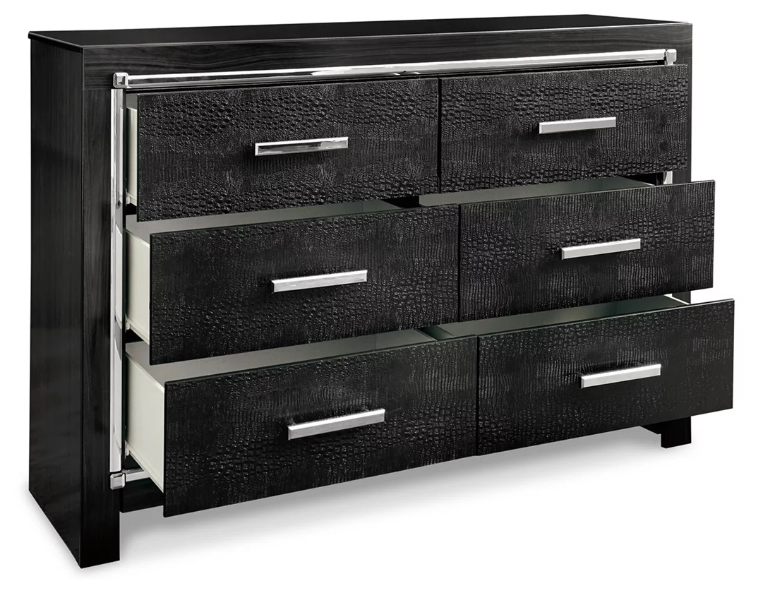 Ashley SM Kaydell PU/Wood Panel Bedroom Set w/LED Lighting, Queen Size