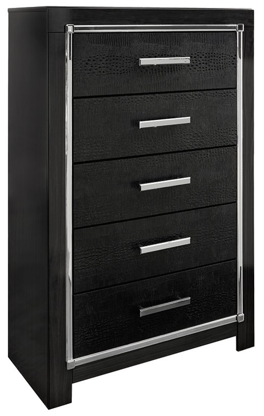 Ashley SM Kaydell PU/Wood Panel Bedroom Set w/LED Lighting, Queen Size
