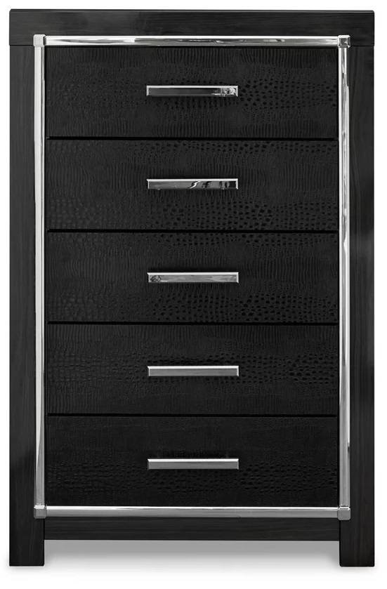 Ashley SM Kaydell PU/Wood Panel Bedroom Set w/LED Lighting, Queen Size