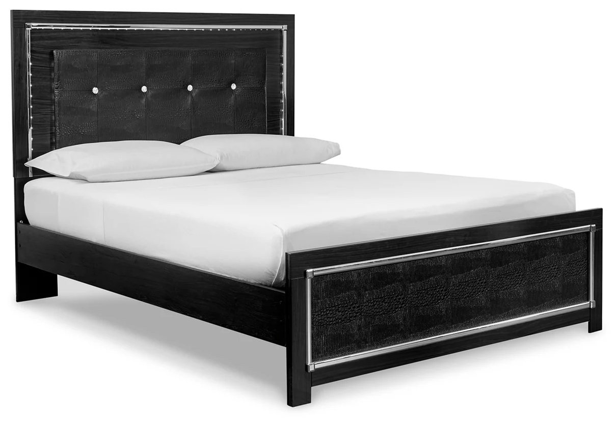 Ashley SM Kaydell PU/Wood Panel Bedroom Set w/LED Lighting, Queen Size