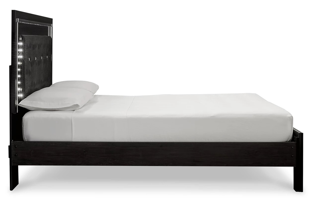 Kaydell Black Queen Upholstered Panel Bed