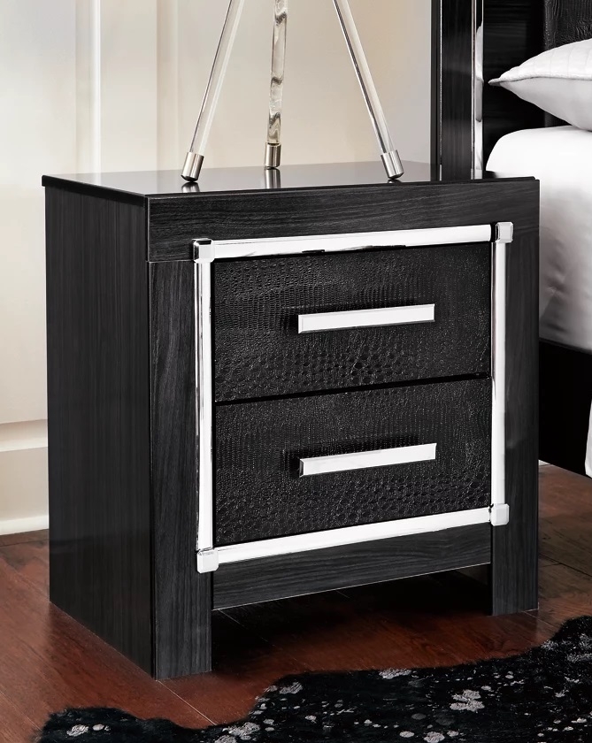 Ashley SM Kaydell PU/Wood Panel Bedroom Set w/LED Lighting, Queen Size
