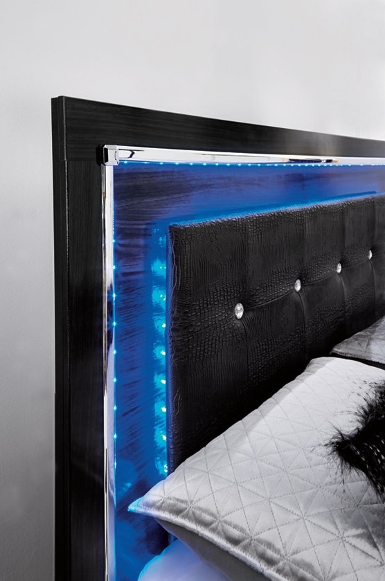 Ashley SM Kaydell PU/Wood Panel Bedroom Set w/LED Lighting, Queen Size