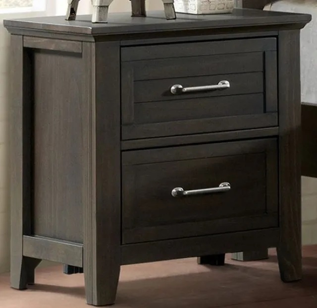Alaina Wood Nightstand w/2 Drawers & USB Charger