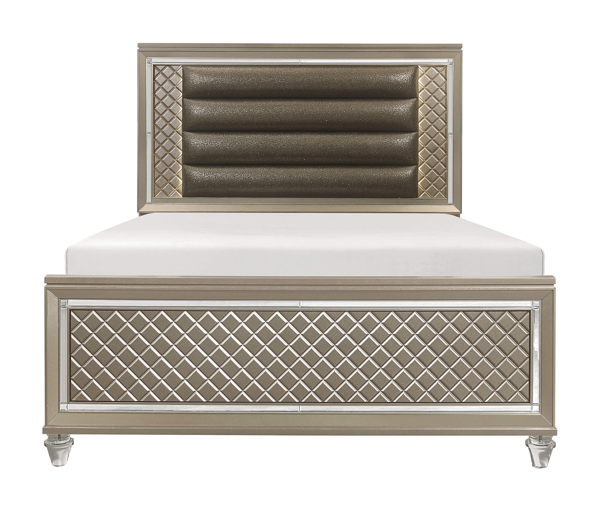 Loudon Leatherette/Mirrored/Wood Platform Bed w/ LED Lighting, Full Size