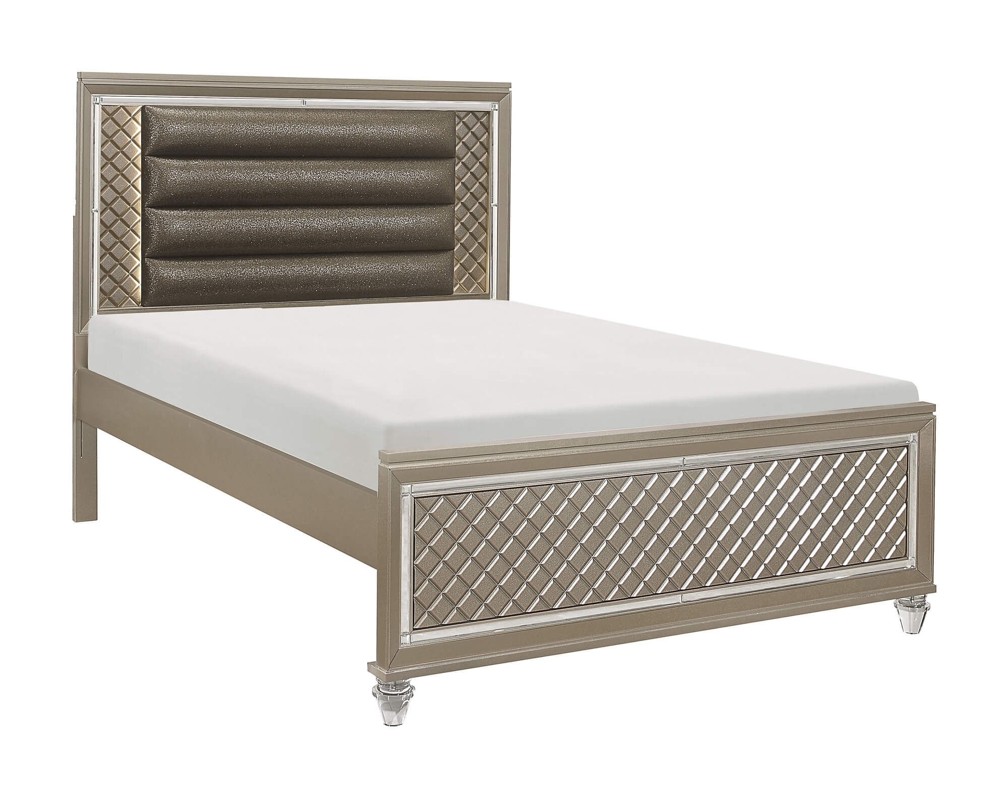 Loudon Leatherette/Mirrored/Wood Platform Bedroom Set w/ LED Lighting