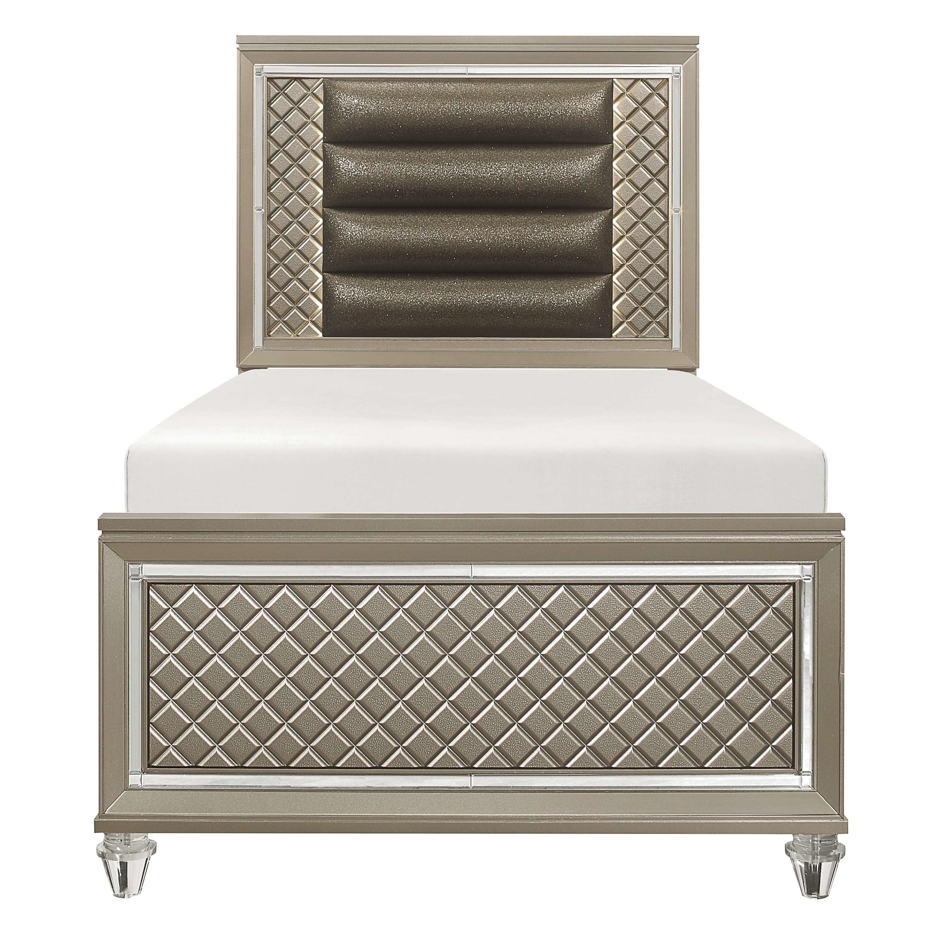 Loudon Leatherette/Mirrored/Wood Platform Bed with LED Lighting