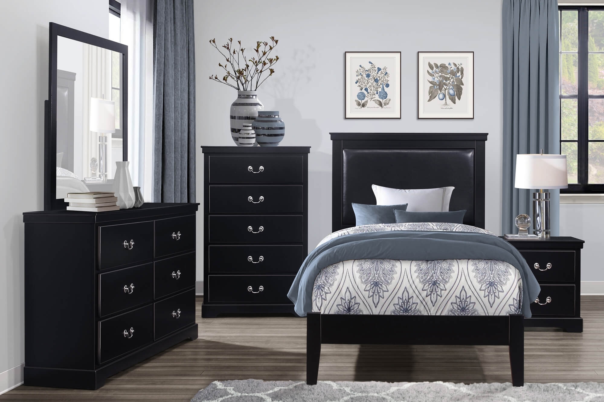 Seabright Leatherette/Wood Platform Bed, Twin Size