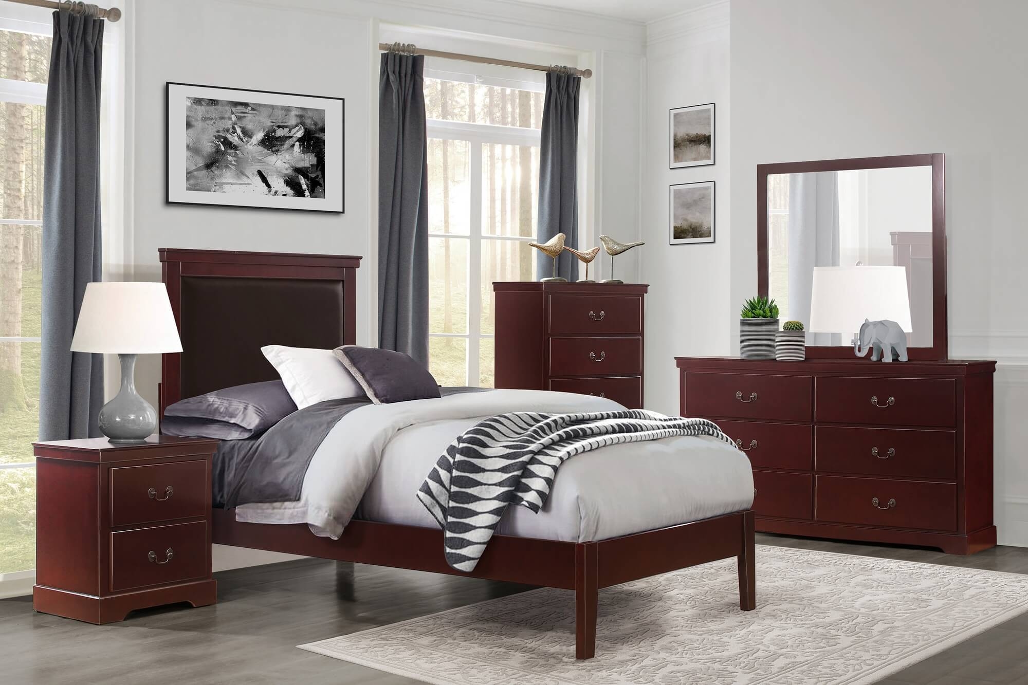 Seabright Leatherette/Wood Platform Bed, Twin Size