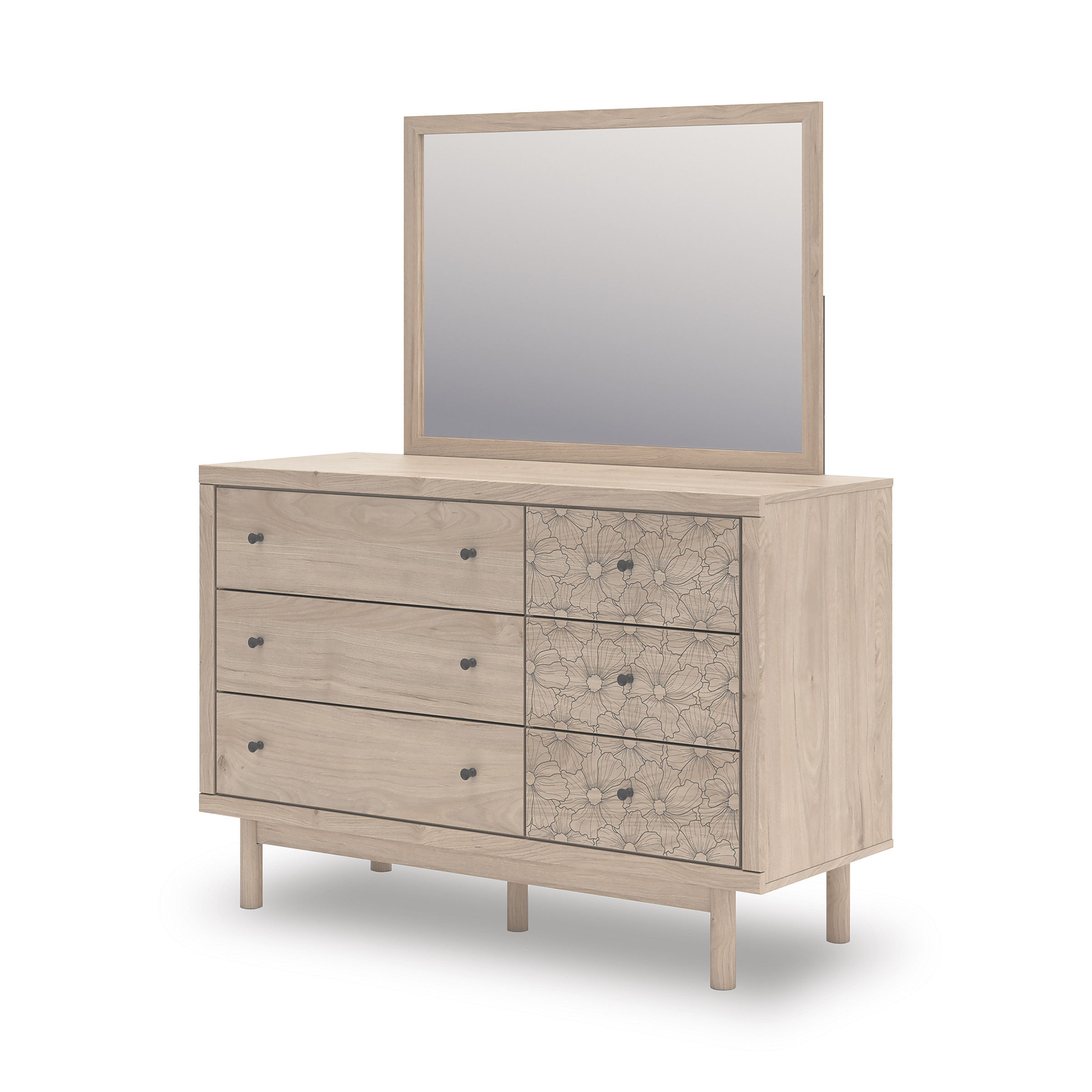 Arloster Fabric/MDF Upholstered Panel Storage Kid's Bedroom Set w/2 Drawers