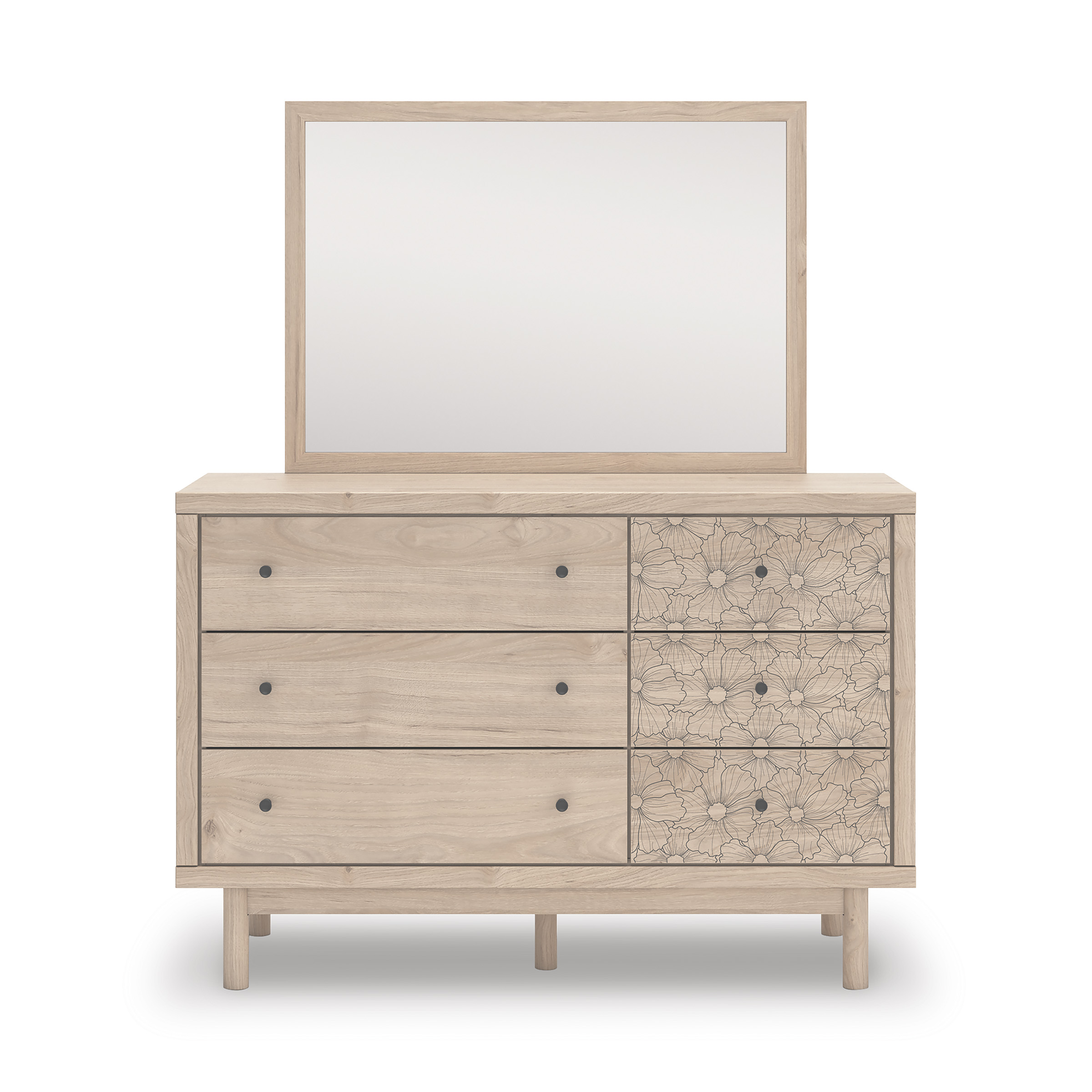 Arloster Fabric/MDF Upholstered Panel Storage Kid's Bedroom Set w/4 Drawers