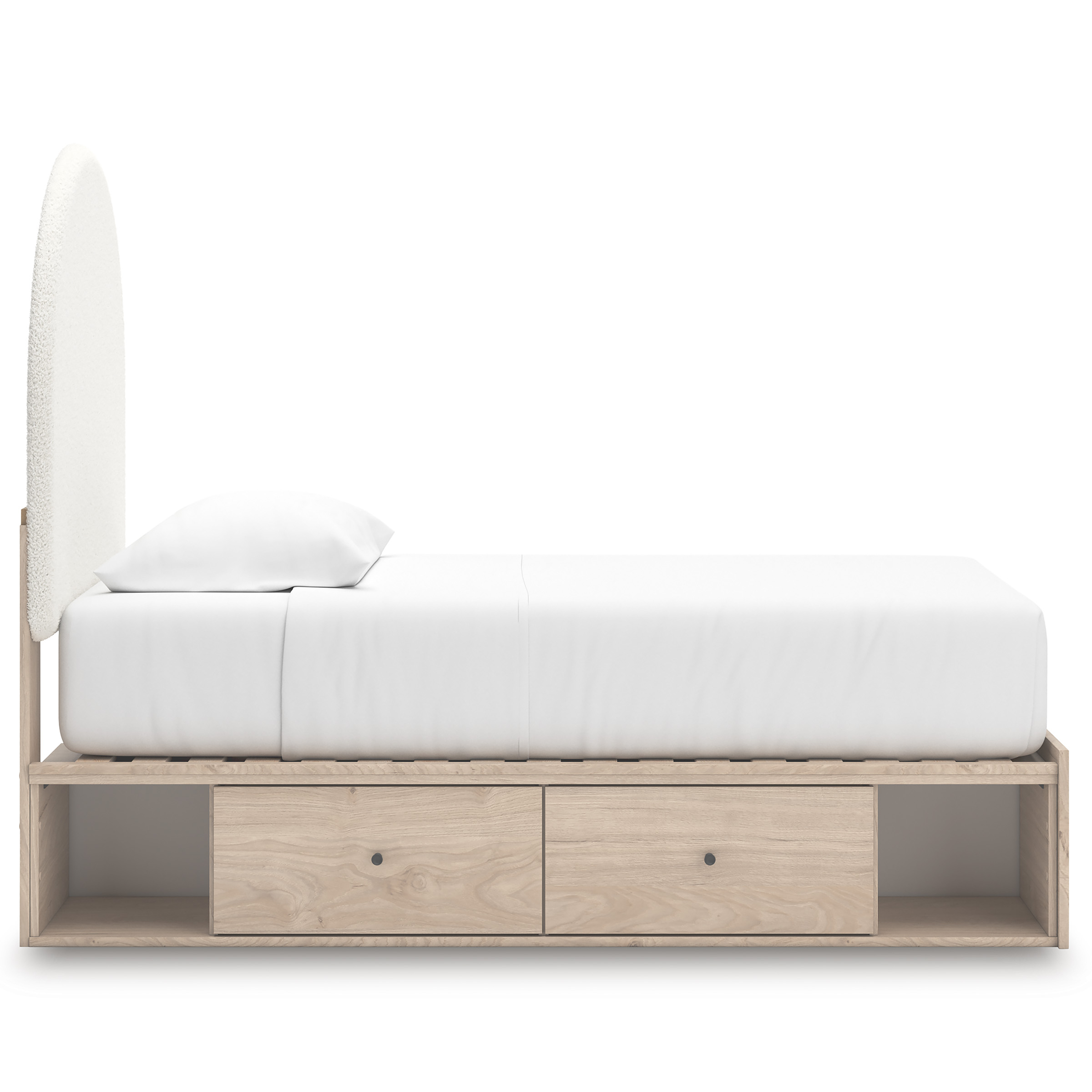 Arloster Fabric/MDF Upholstered Panel Storage Kid's Bed w/2 Drawers