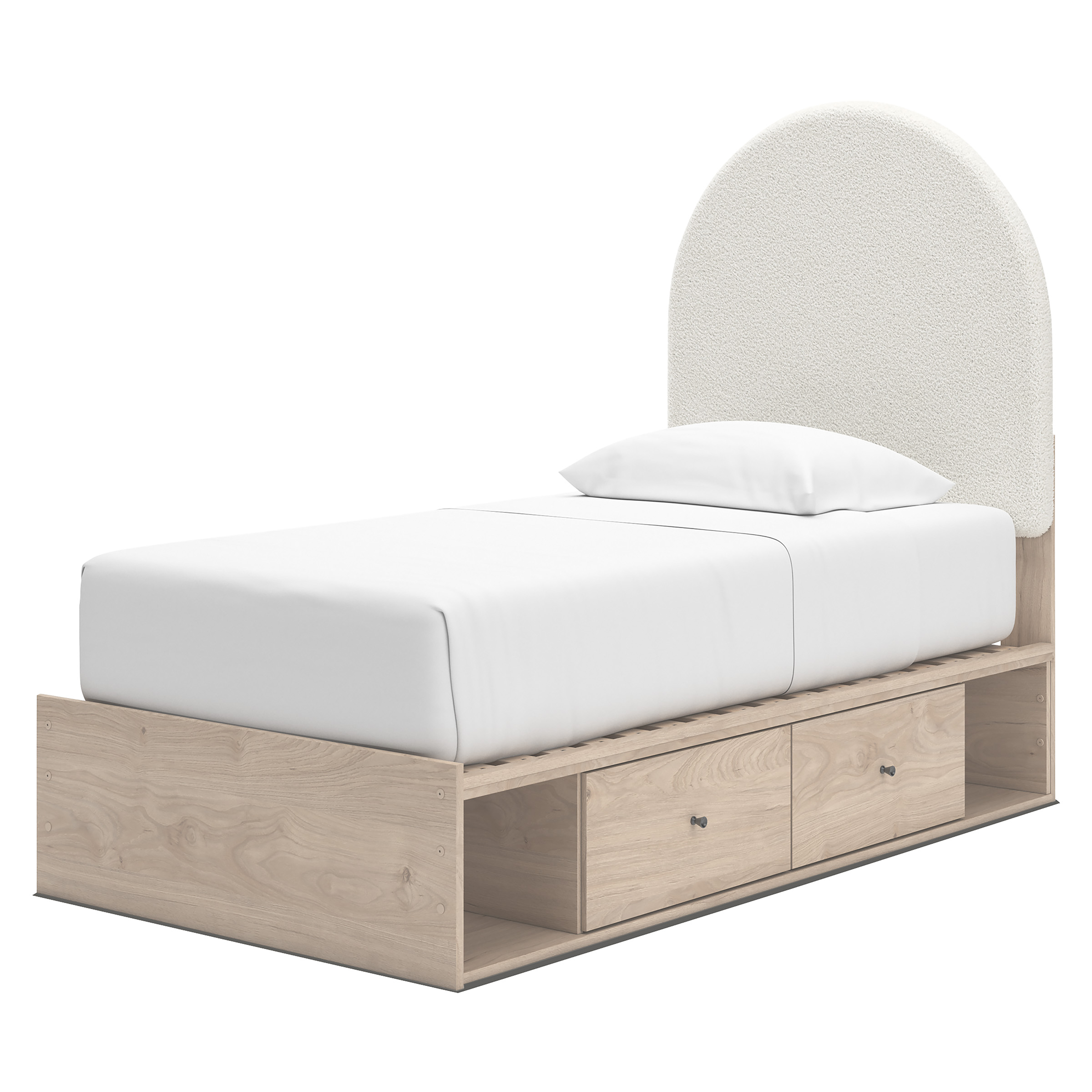 Arloster Fabric/MDF Upholstered Panel Storage Kid's Bed w/4 Drawers, Twin Size