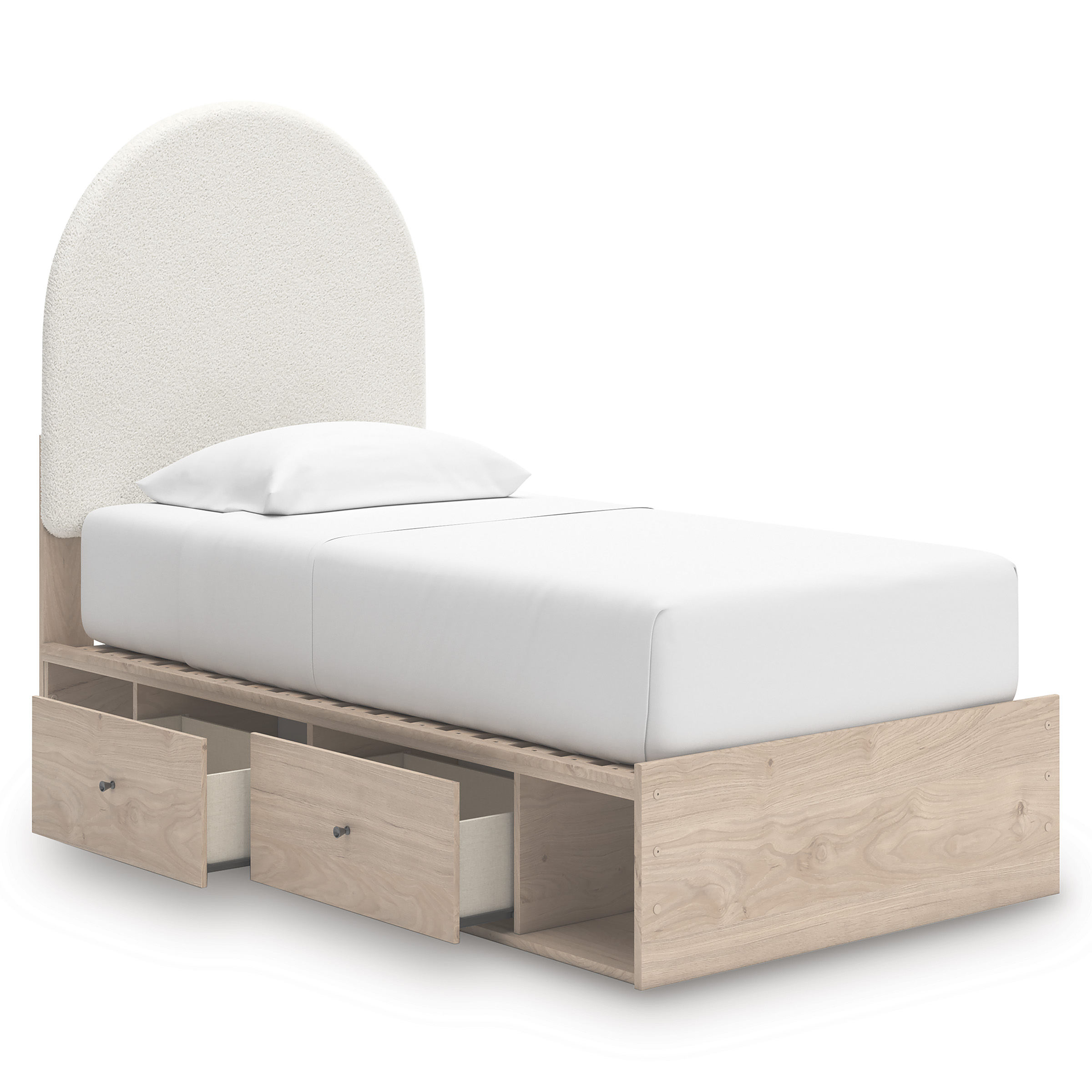 Arloster Fabric/MDF Upholstered Panel Storage Kid's Bed w/4 Drawers, Twin Size