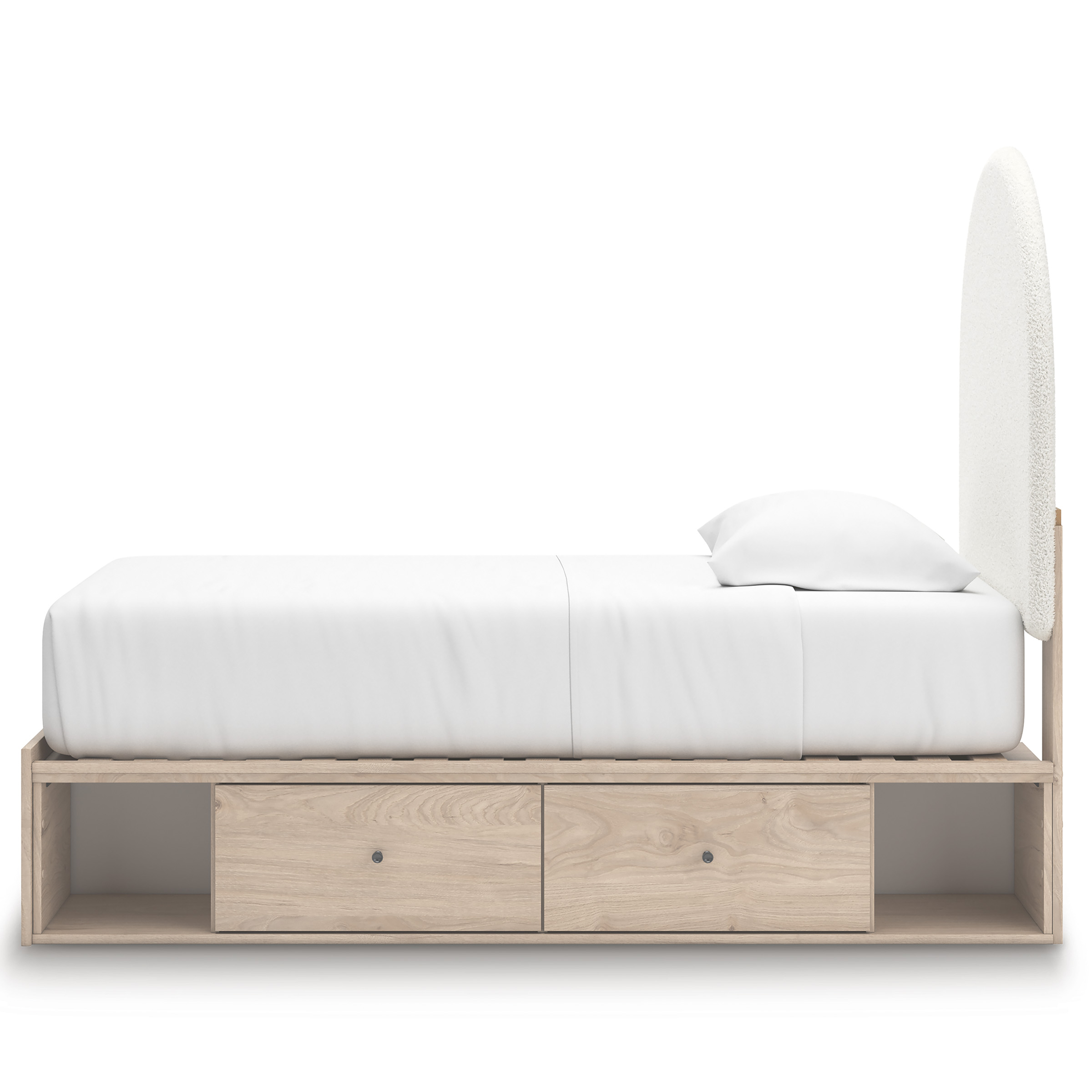 Arloster Fabric/MDF Upholstered Panel Storage Kid's Bed w/4 Drawers, Twin Size