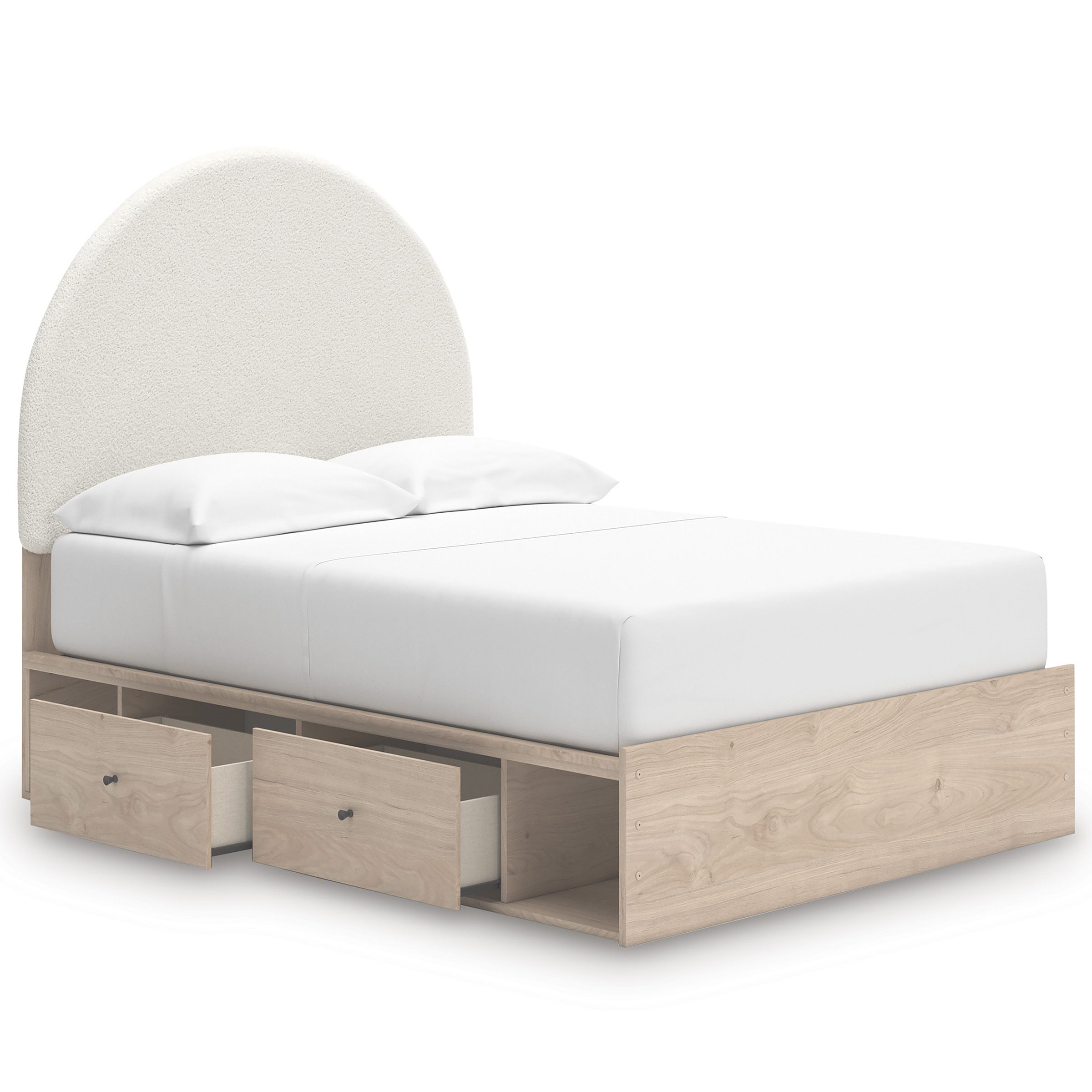 Arloster Fabric/MDF Upholstered Panel Storage Kid's Bed w/4 Drawers, Full Size