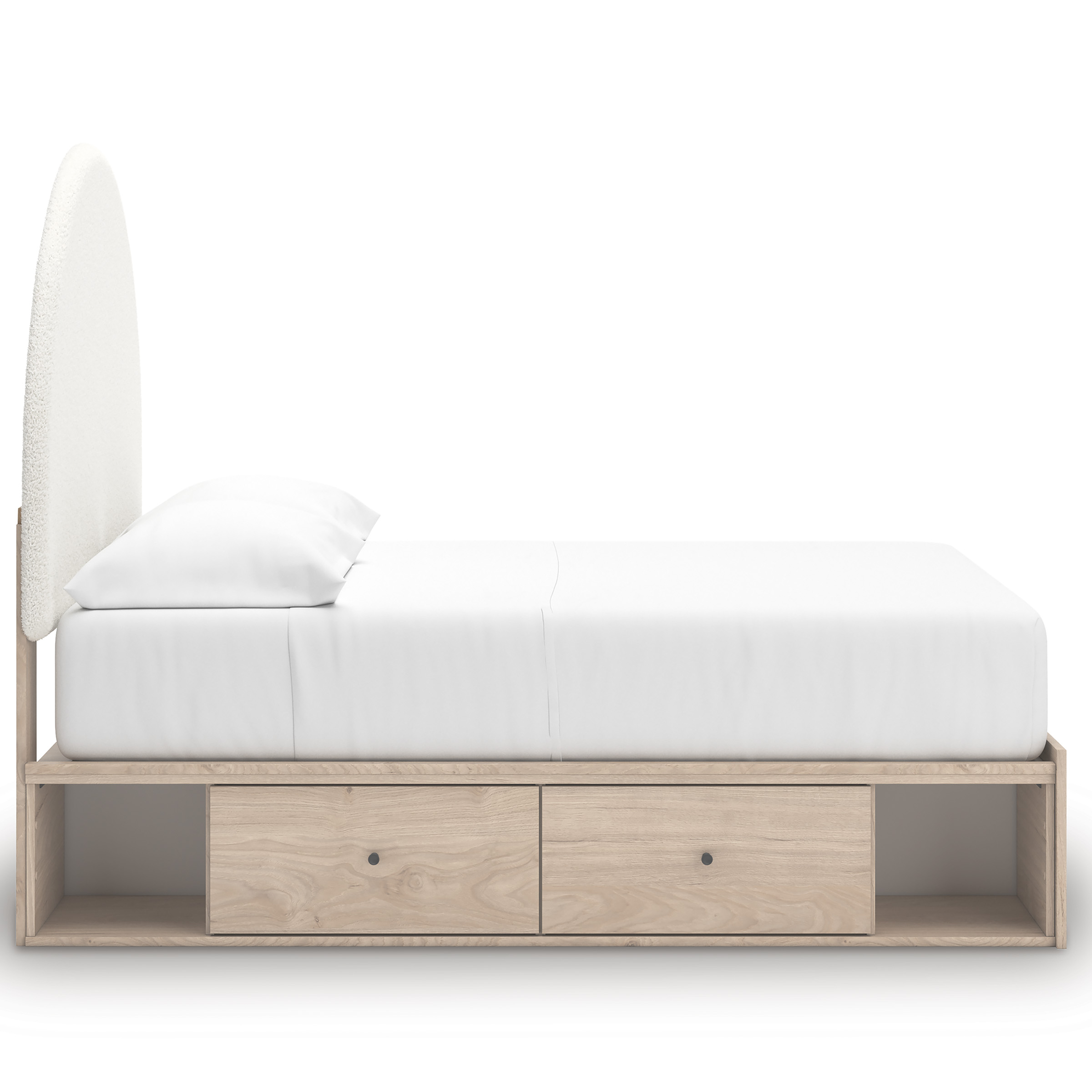 Arloster Fabric/MDF Upholstered Panel Storage Kid's Bed w/4 Drawers, Full Size